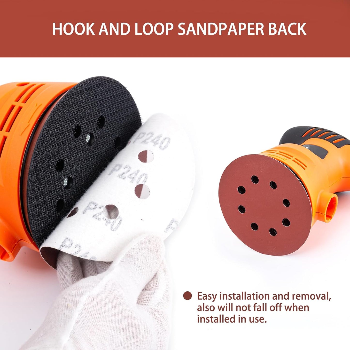 150pcs 240 Grit Sanding Discs, 5-Inch 8-Hole Sandpaper, for Woodworking or Automotive