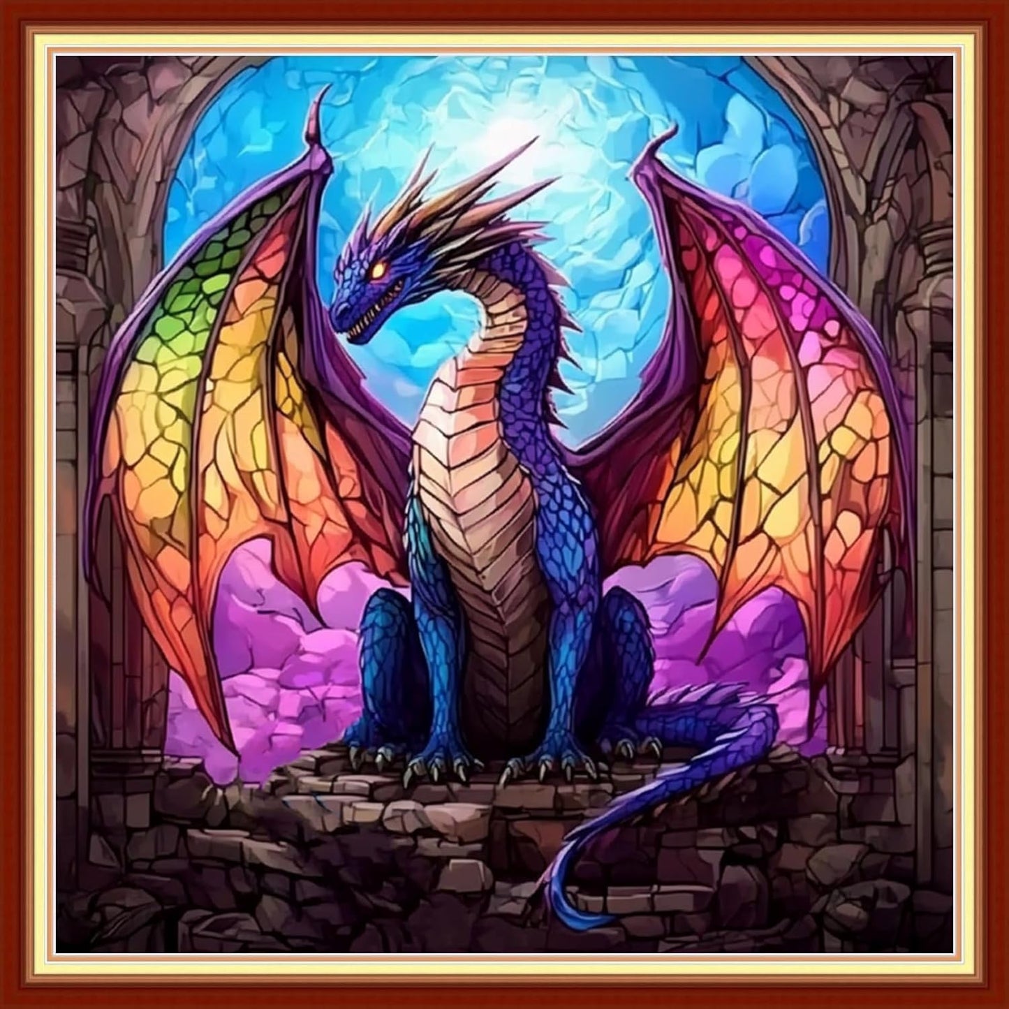 Foxhool Beginners Cross Stitch Kits Stamped Full Range of Embroidery Kits for Adults DIY Cross Stitches kit Embroidery Patterns for Needlepoint kit-Magic Dragon 18x18 inch