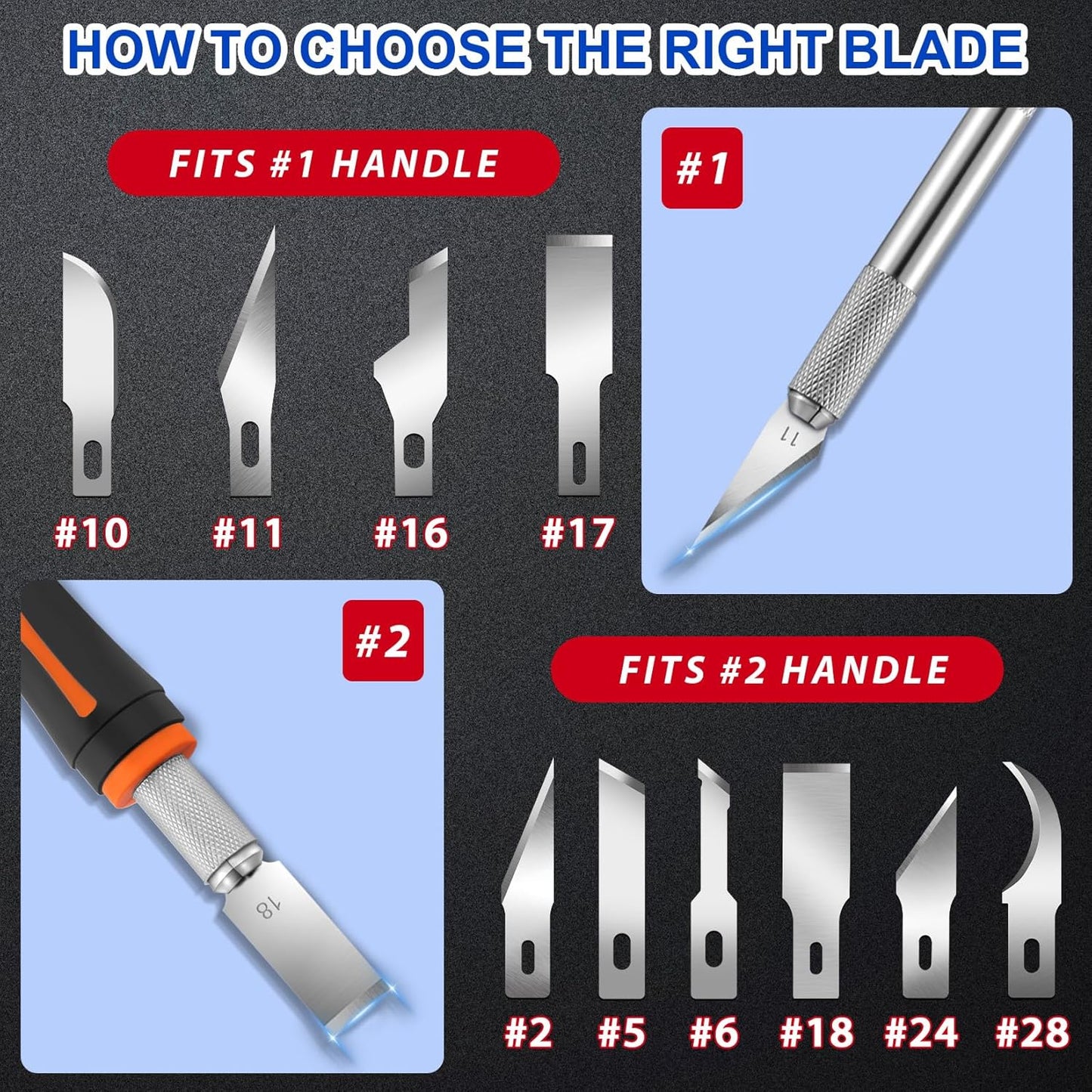 DIYSELF #2 Exacto Knife Blades, Exacto Replacement Blades, Hobby Knife Blade Refills with Storage Case, 150 Pack Art Knives Blade for Craft, Scrapbooking, Cutting (#2)