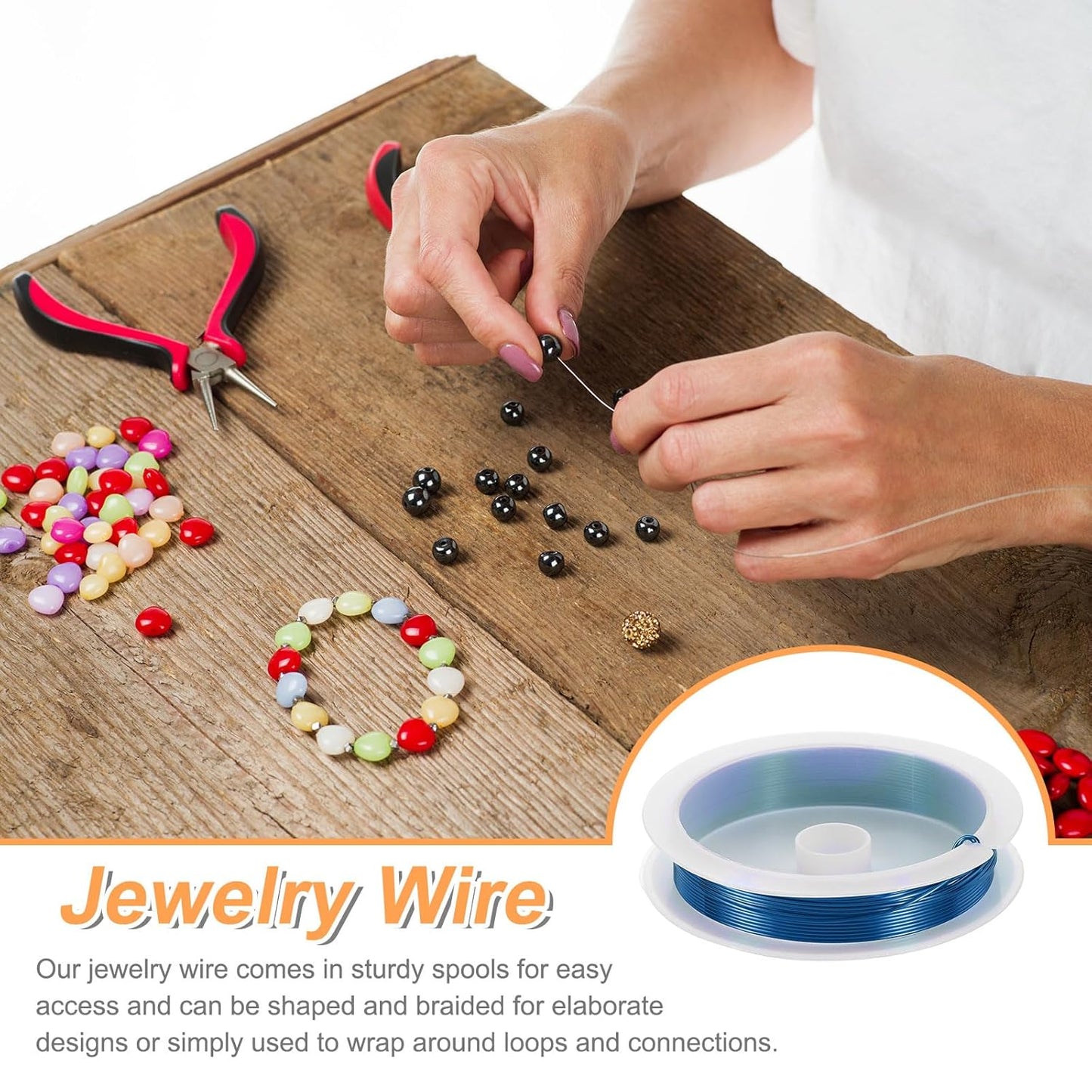 HARFINGTON 13ft Jewelry Wire, 22 Gauge (0.6mm) Brass Craft Soft Metal Tarnish Resistant Copper Beading Wire for Jewelry Making Supplies Crafting, Blue