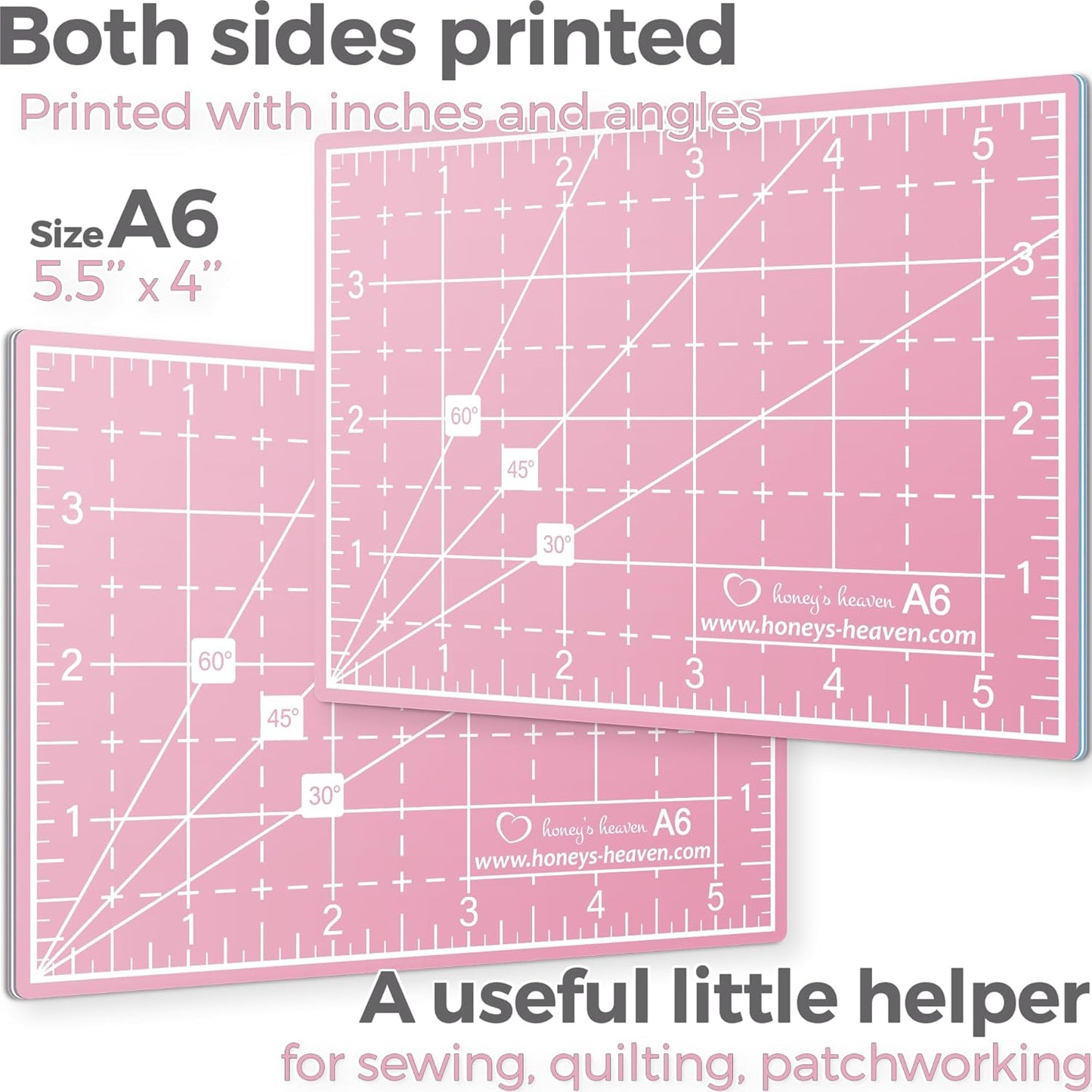 Rotary Cutter Set - Quilting Kit incl. 45mm Fabric Cutter, 5 Replacement Blades, A6 Cutting Mat and Craft Clips - Ideal for Crafting, Sewing, Patchworking, Crochet & Knitting (Pink, A6)