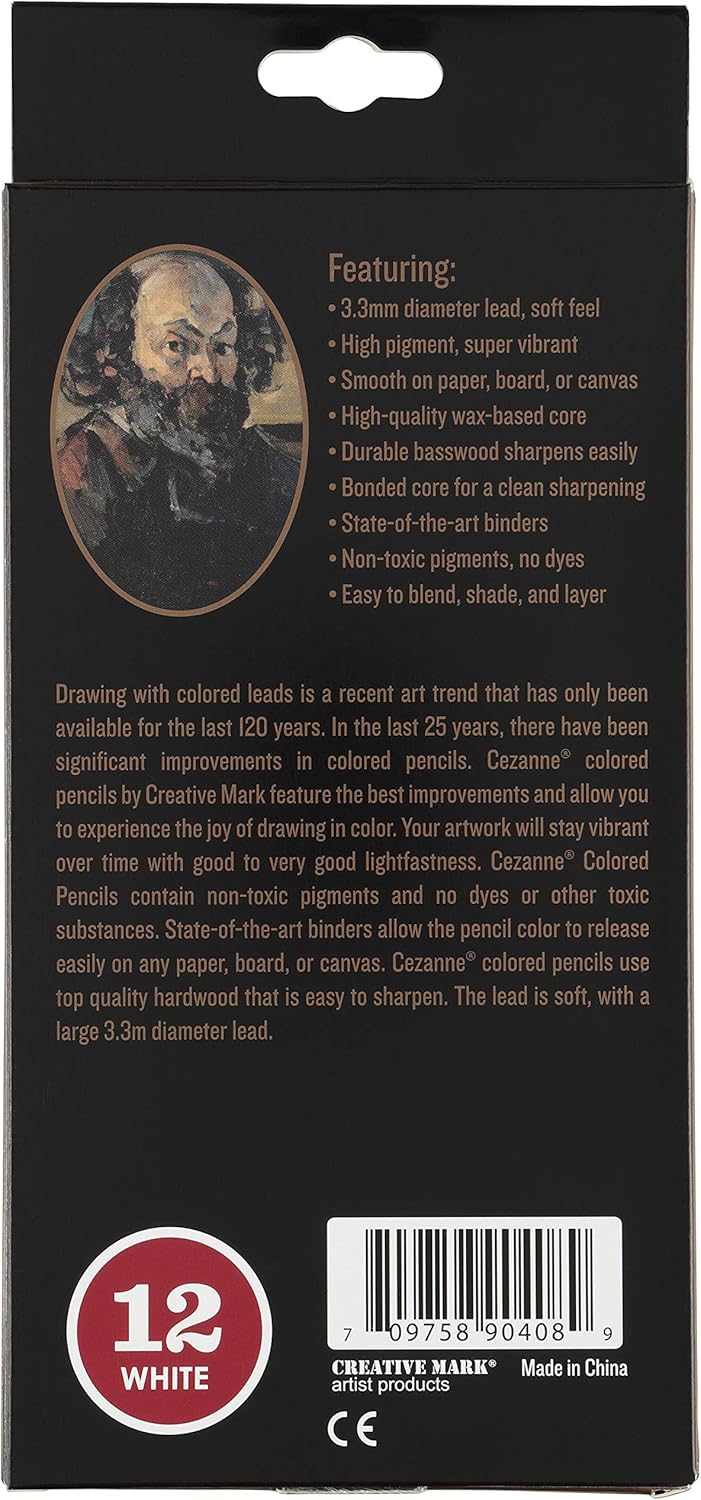 Creative Mark Cezanne Premium Colored Pencils Black Set of 12 - Highly-Pigmented Coloring Pencils for Drawing, Blending, Coloring, and More