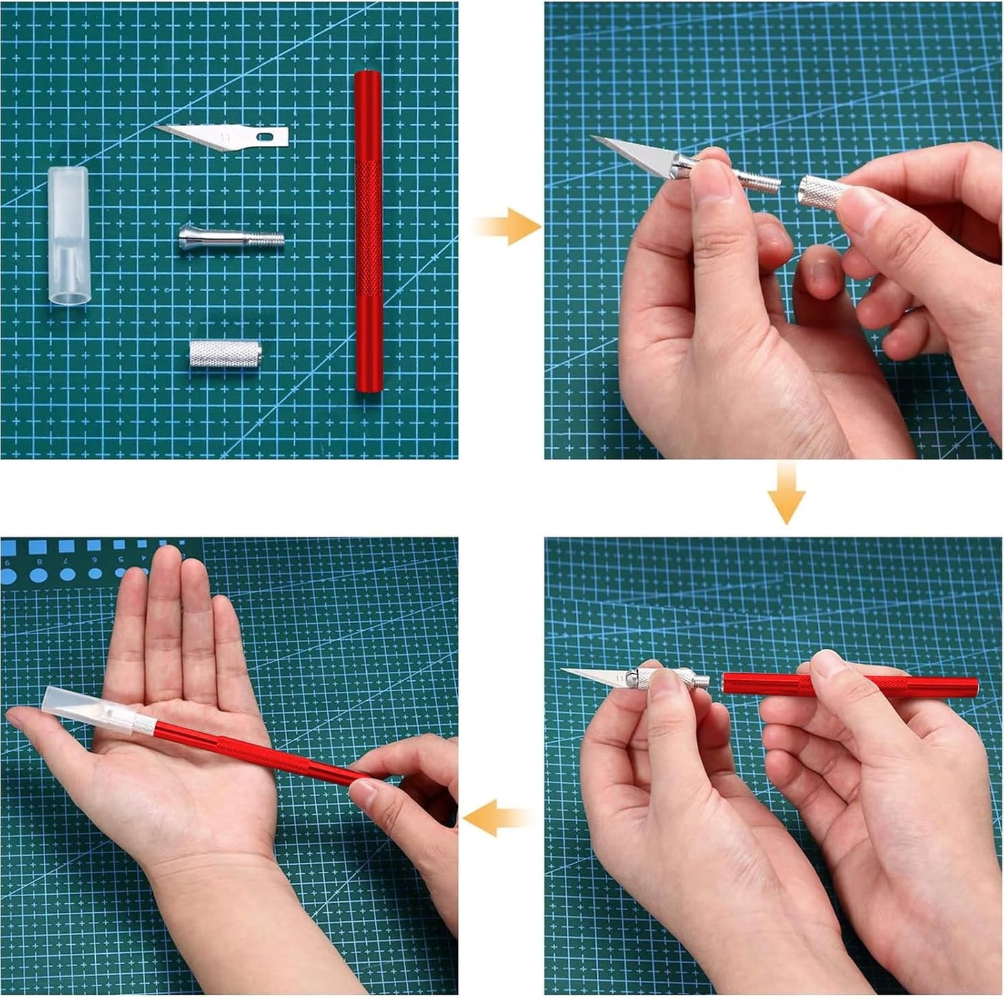 15 Pack Exacto Knife Set, Hobby Knife, Back to School Supplies Craft Knifes Kit for Art, Carving, DIY, Scrapbooking, Art, Cutting, Stencil(Red)