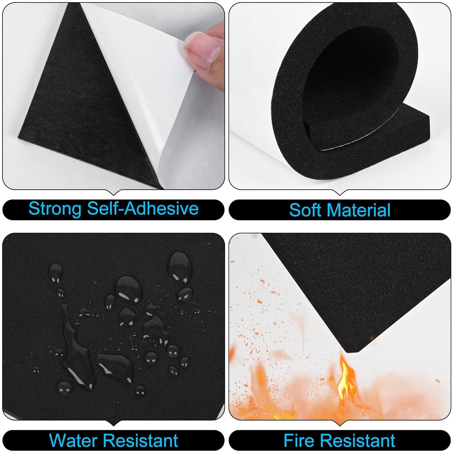 ToLanbbt 8 PCS Adhesive Foam Padding Sheets Closed Cell Neoprene Foam Sheet 1/2" Thick, 6" x 6" Self Stick Insulation Anti Vibration Pads Anti-Slip for Furniture, Cars, Speakers, DIY