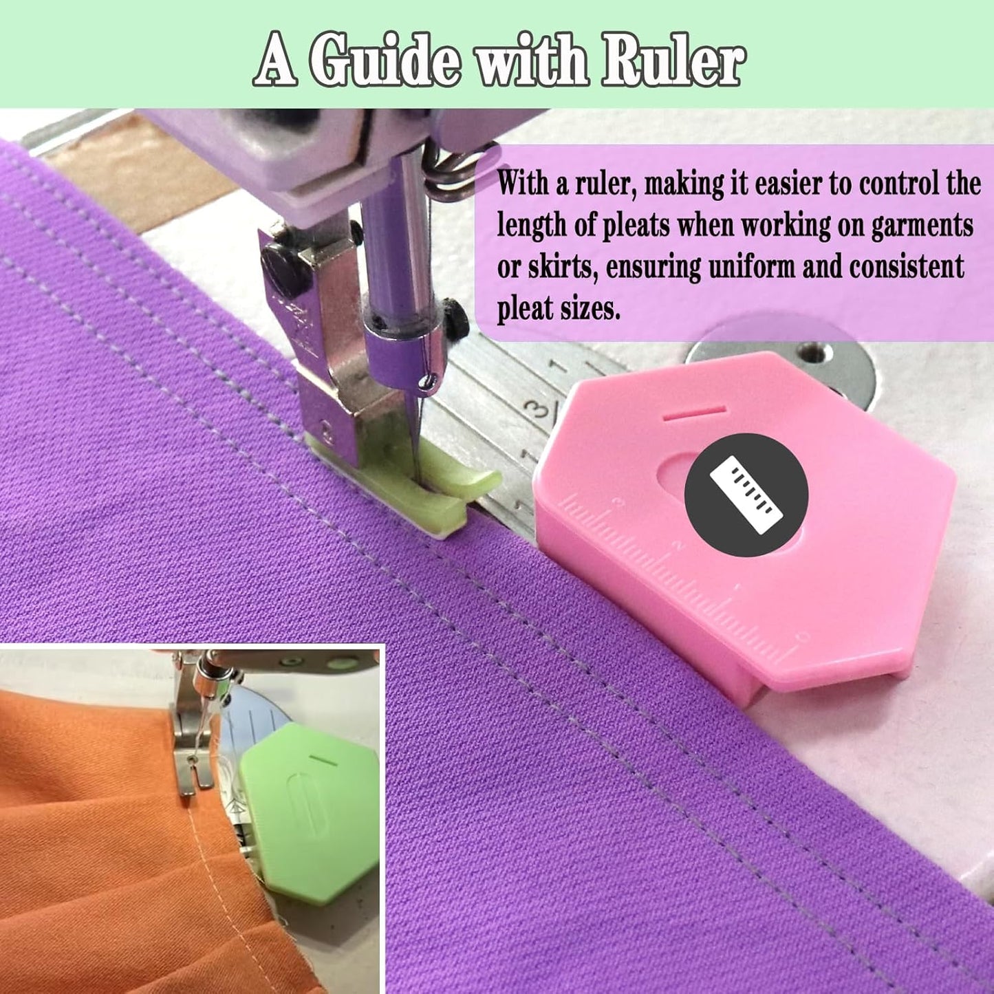 3PCS Magnetic Seam Guide for Sewing Machine, Multifunctional Polygonal Hemmer Guide with Scale, Universal Sewing Quilting Supplies Accessories Tools