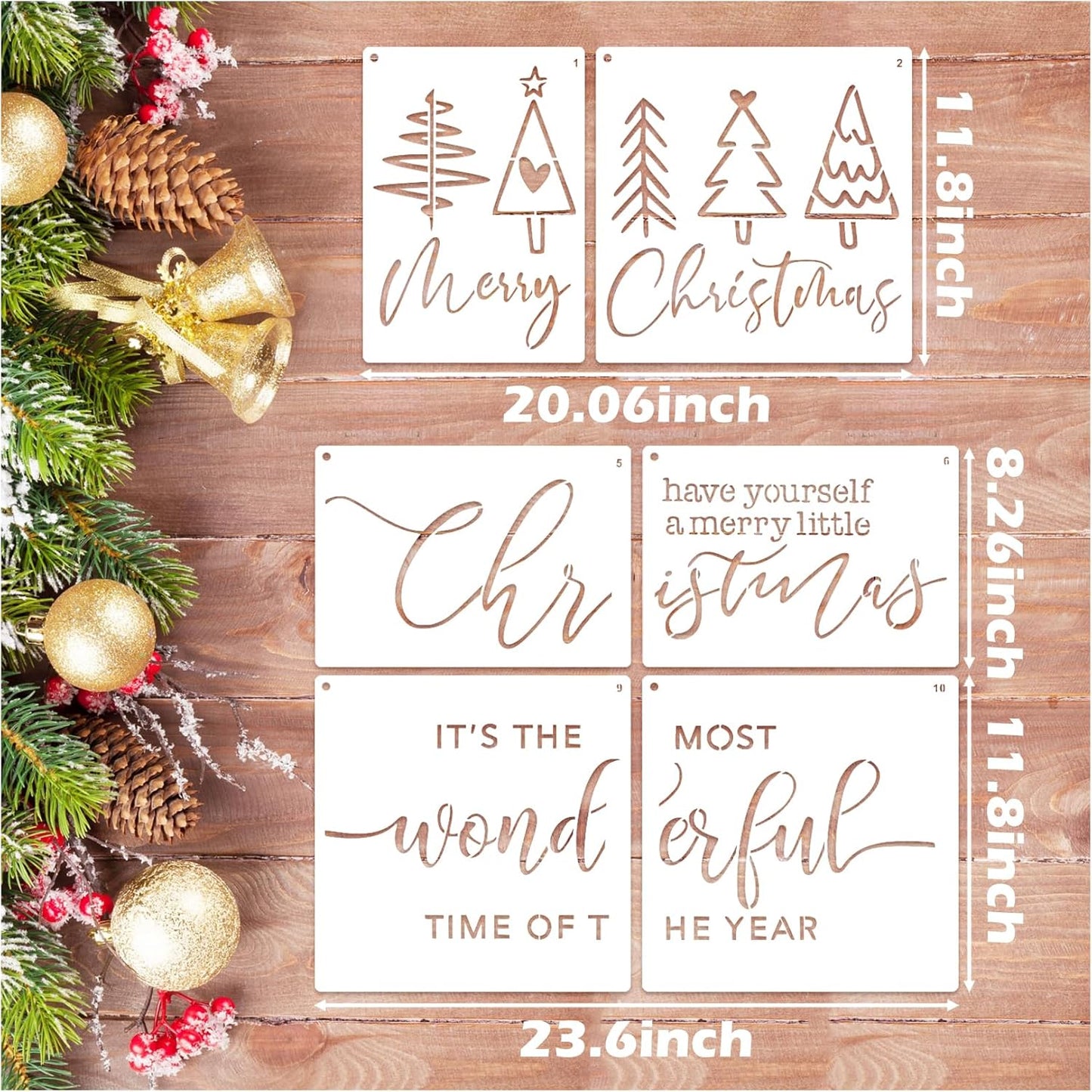 Christmas Stencils for Door Mats Reusable Large Doormat Stencils for Painting Christmas Stencil Merry Christmas Tree Templates for Doormats Wood Sign Door Hang Crafts (lets10)