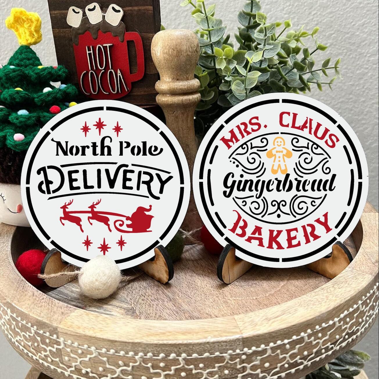 Small Christmas Stencils for Painting on Wood 4inch,Christmas Stencil Xmas Holiday Stencils for Crafts Decor