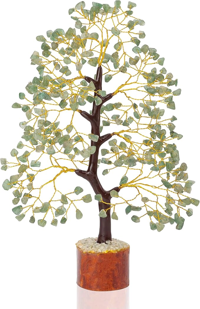 Green Jade Chakra Tree of Life Crystal Tree for Positive Energy, Feng Shui Home Decor - Handmade Gemstone Tree, Money Tree Bonsai - Green Healing Crystals, Wealth & Good Luck Stones Spiritual Gift