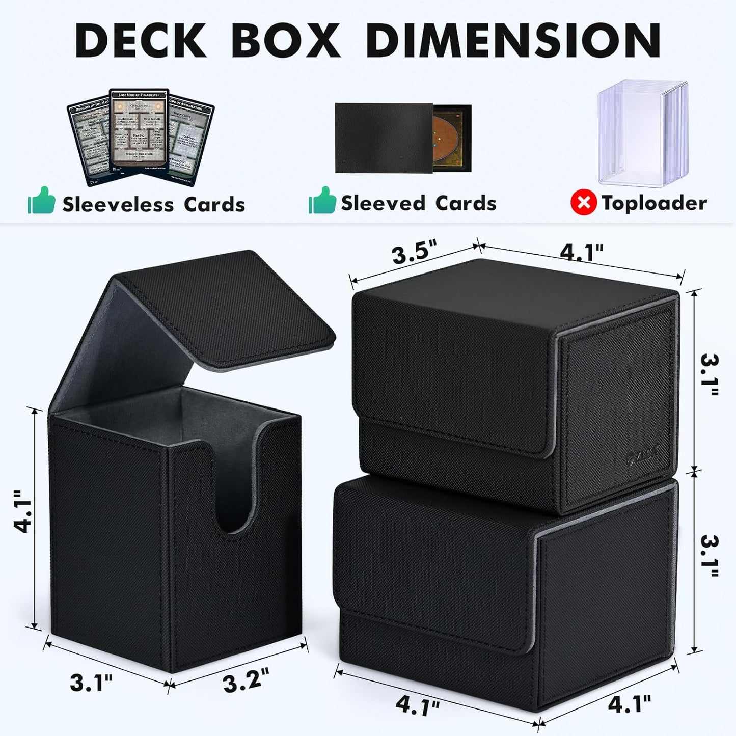 ZLCA Card Deck Box for MTG, Yugioh Deck Case Holds 100+ Single Sleeved Cards, PU Leather Magnetic Storage Box Fits for CCG TCG Sport Card (Black& Purple)