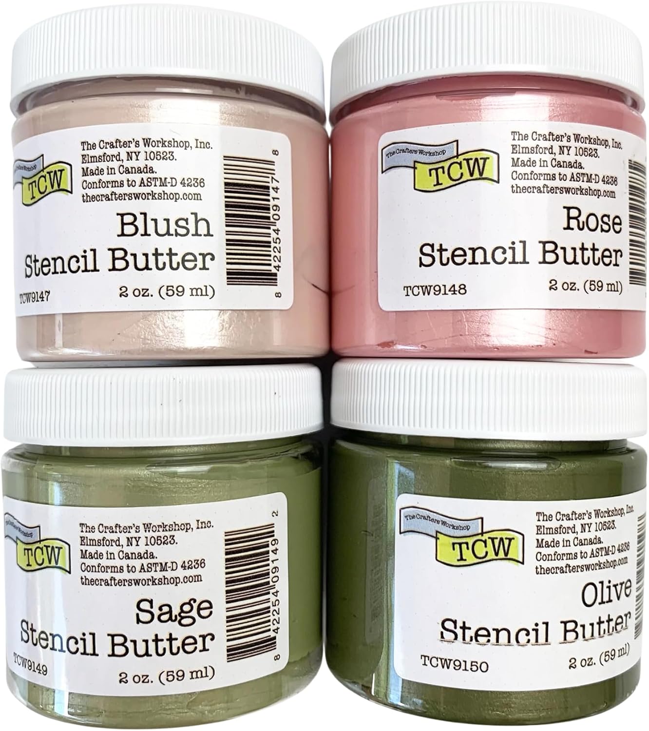 The Crafter's Workshop Stencil Butter Medium, Easy-to-Spread, Adds Shimmer, Shine and Colorful Texture, Cleans Up with Water, 4 pk, 2-oz Each, Petals and Herbs