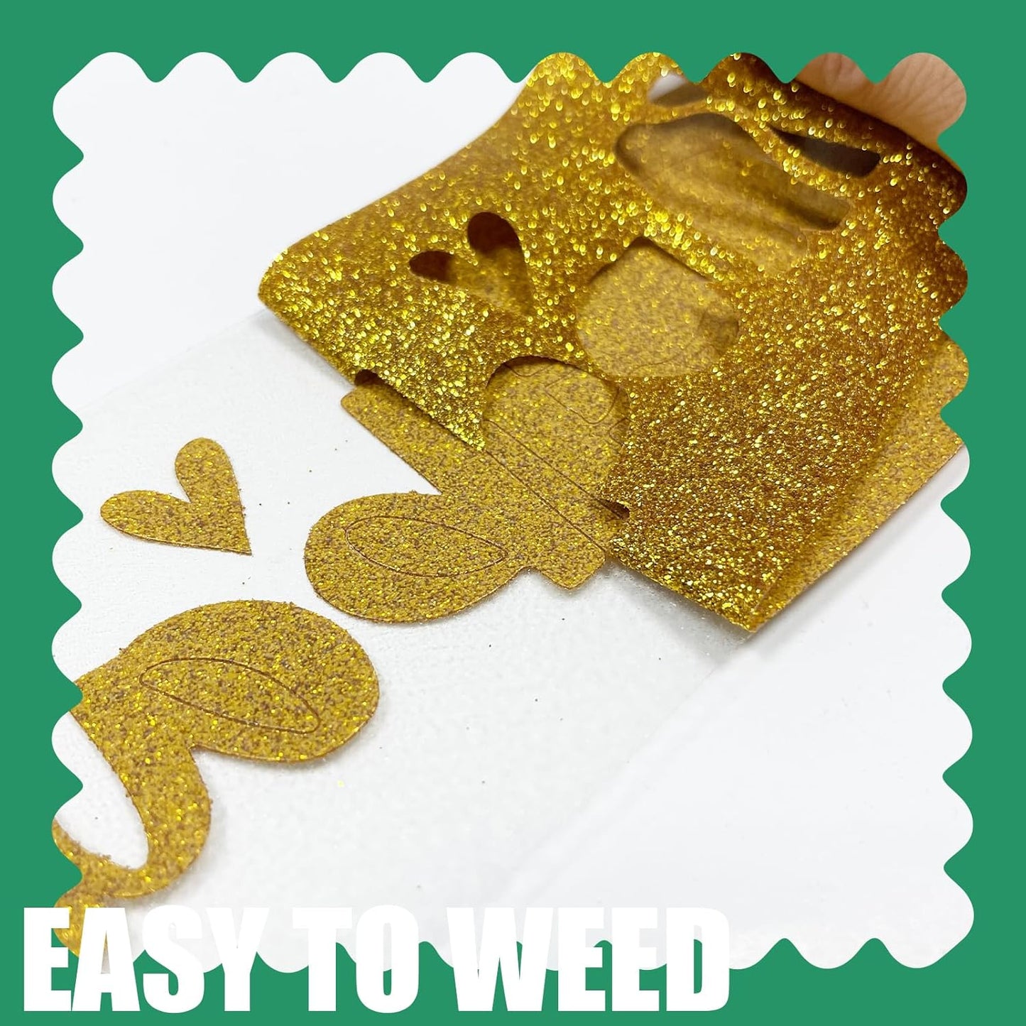 Golden Glitter HTV Heat Transfer Vinyl, 12" x 8ft lron on Vinyl, for T-Shirt Ironing, Vinyl HTV Easy to Cut and Weed, The Best Choice for DIY Creativity. (Golden, 12" x 8ft)