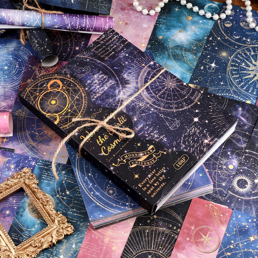 160 Sheets of Starry Sky Scrapbook Paper, journaling Scrapbook Supplies Craft Collage Paper Set, Junk Journal Bullet Journal Poster Room Decor for Card Making Decorative Gifts