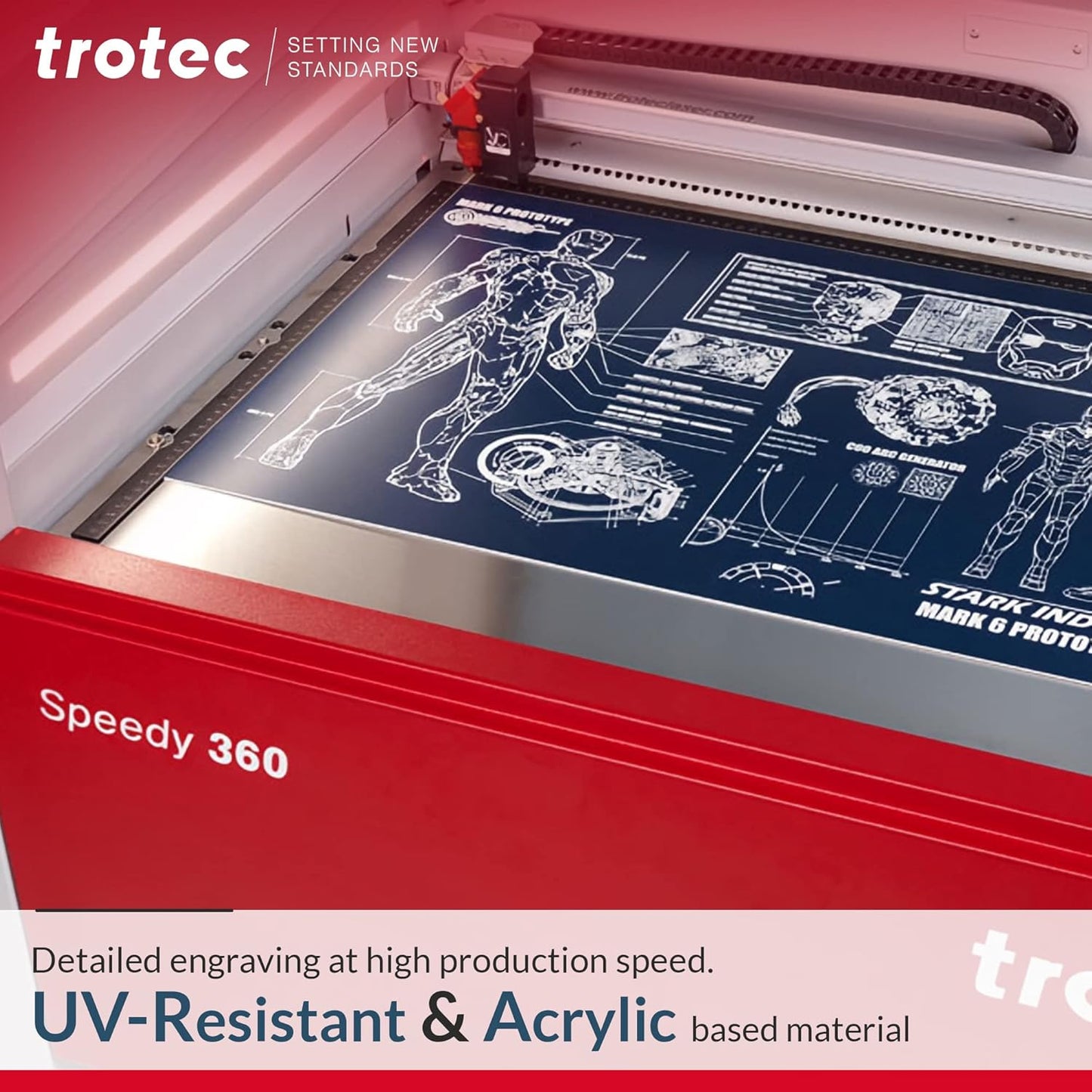 Trotec TroLase | 12"x20"x1/8", 4 Pcs | White/Black | 2 Ply | Modified Acrylic | Laser Engraving Double Color Plastic Sheet | Engraving Blanks for Laser, Saw, Guillotine | Made in USA
