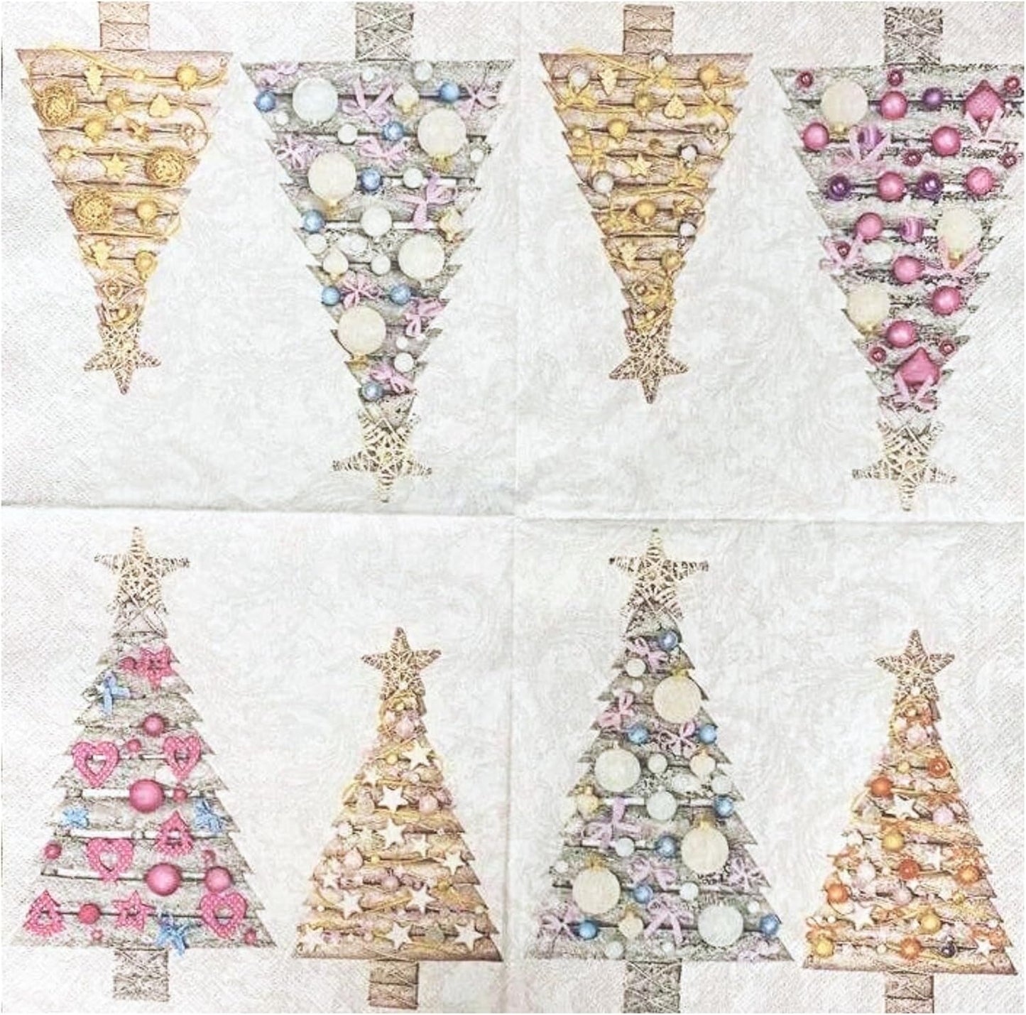 20-ct 13x13 Christmas Paper Decoupage Napkins, 3-Ply Servilletas Tissue Napkin for Dinner and Parties, Disposable Napkins (Trees Xmas)