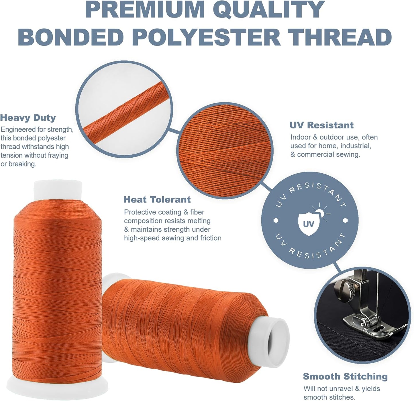 Mandala Crafts Rust Heavy Duty Thread -1500 Yds Tex 90 Thread for Sewing Drapery Jeans Leather Hair Outdoor Marine Upholstery