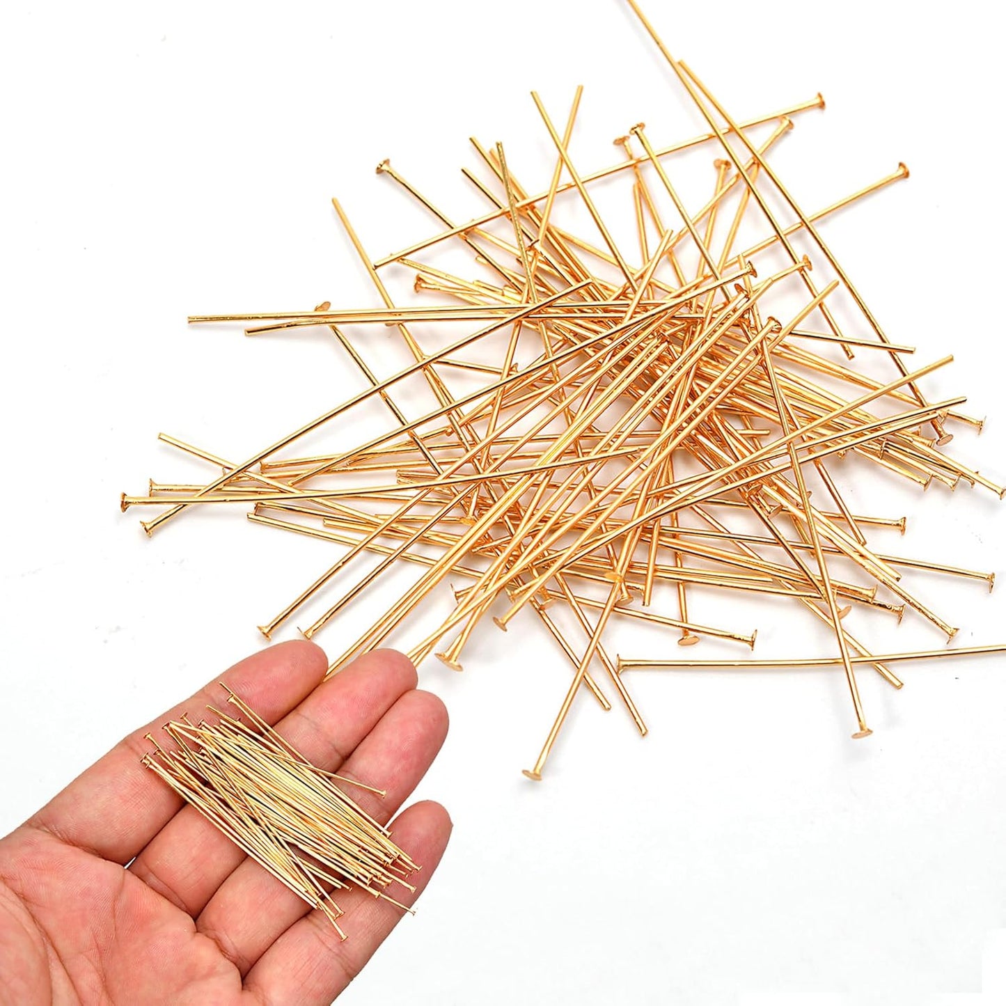 260pcs 18K Gold Filled Flat Head Pins Non Tarnish Craft Earring Bracelet Jewelry Making Accessories Supplies (20mm (0.78in, Gold-Flat Head Pin)