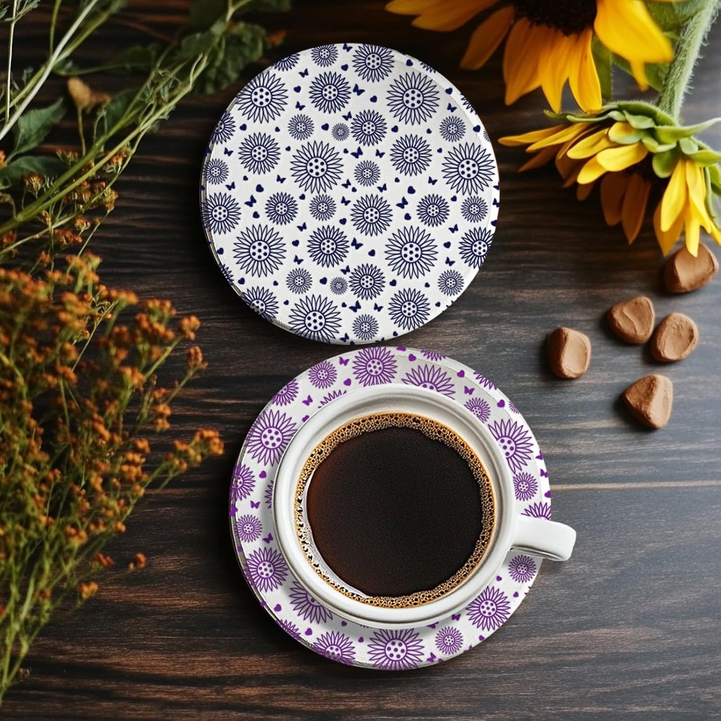 CHGCRAFT Sunflowers Polymer Clay Texture Sheets Butterfly Silicone Texture Stamp Love Heart Clay Texture Mat Modeling Pattern Pad Texture Sheets for Jewelry and Clay Earrings Tools, 5.5x5.5 inch