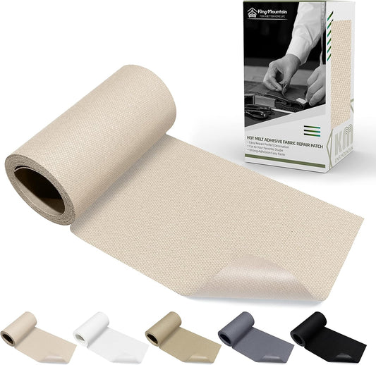 KING MOUNTAIN Canvas Iron on Patch,3"×60",Waterproof 100% Cotton Fabric Repair Patch,Used for Various Sofa,Tent,Clothes,Seats,Suitcases (Beige2.0)