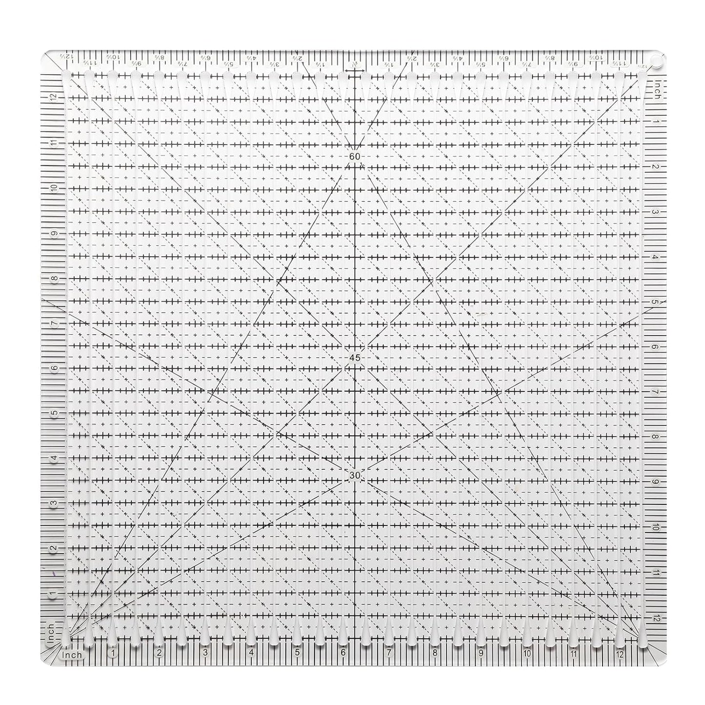 Quilting Ruler, 12.5 x 12.5 Inches, Slotted Design for Precise Fabric Cutting