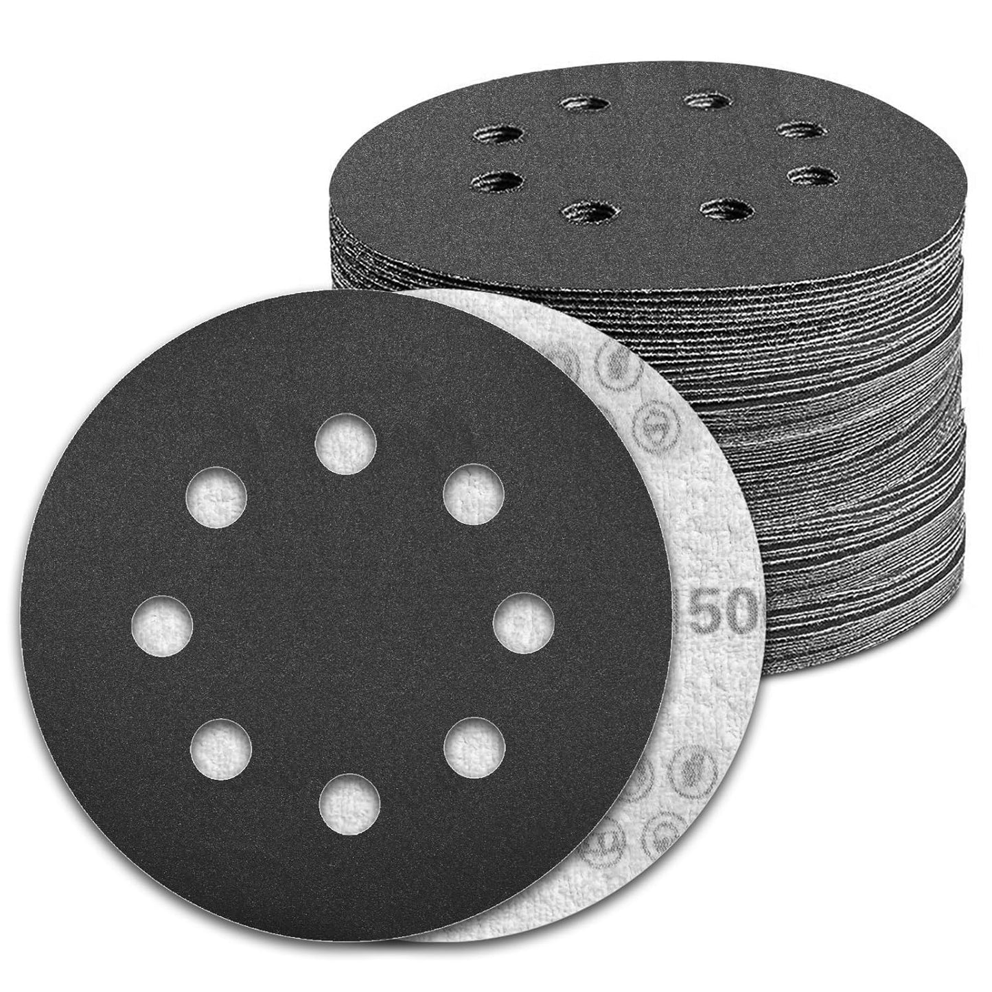 100 Pcs 5 inch Wet Dry Sanding Discs Grit 1500 Hook and Loop 8 Hole Silicon Carbide Orbital Sander Sandpaper