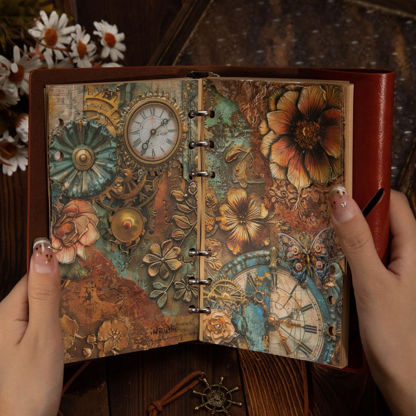 Vintage Floral Scrapbook Paper Set, 180 PCS Retro Craft Paper Kit with Glue Tape for Journaling, Scrapbooking, DIY Crafts, and Art Supplies