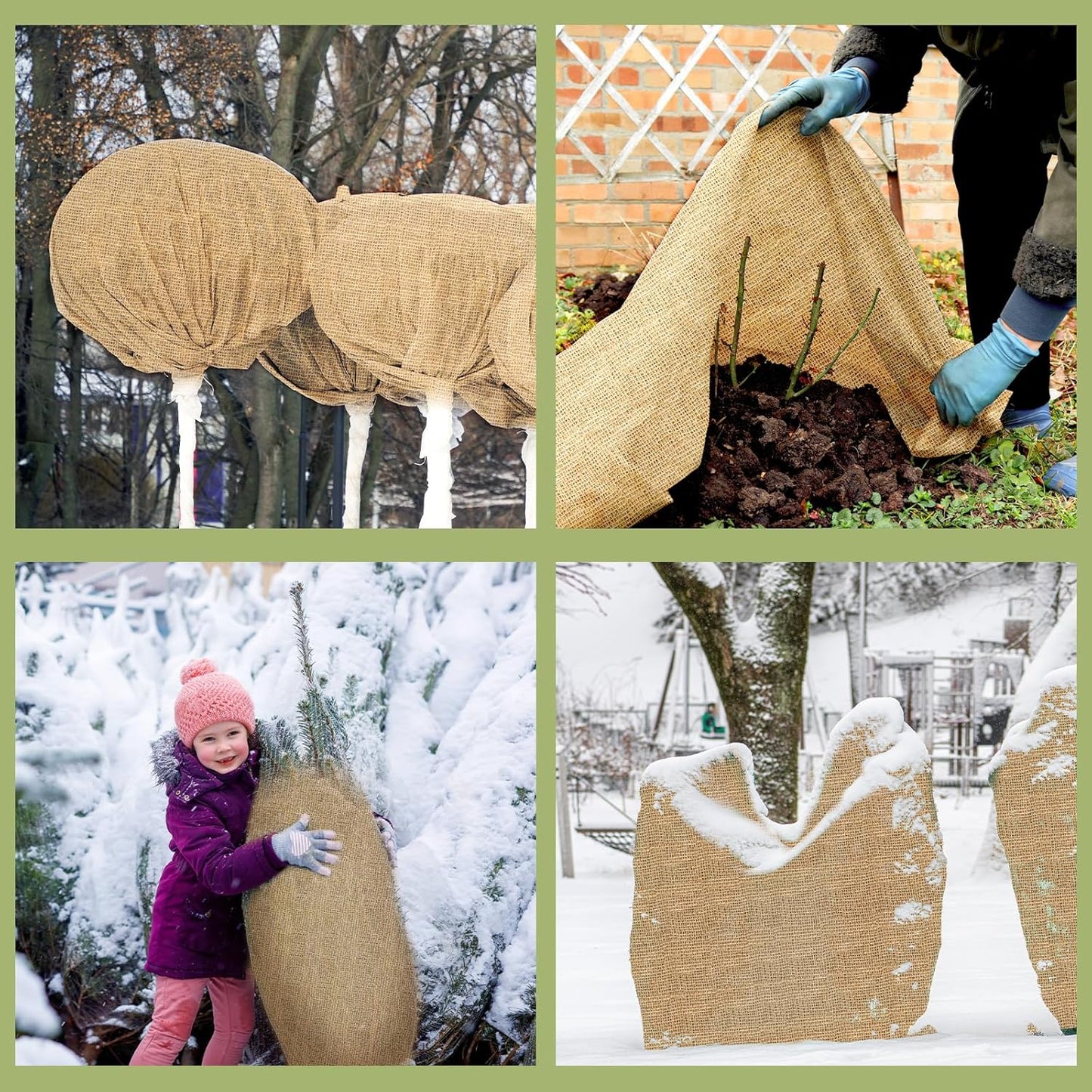 Buryeah 40 Inch x 33 ft Burlap Fabrics Roll Natural Jute Burlap Garden Tree Wrap Outdoor Weed Barrier DIY Fall Halloween Craft Winter Frost Plant Landscape Blankets Cloth for Plant Gardening Shrubs