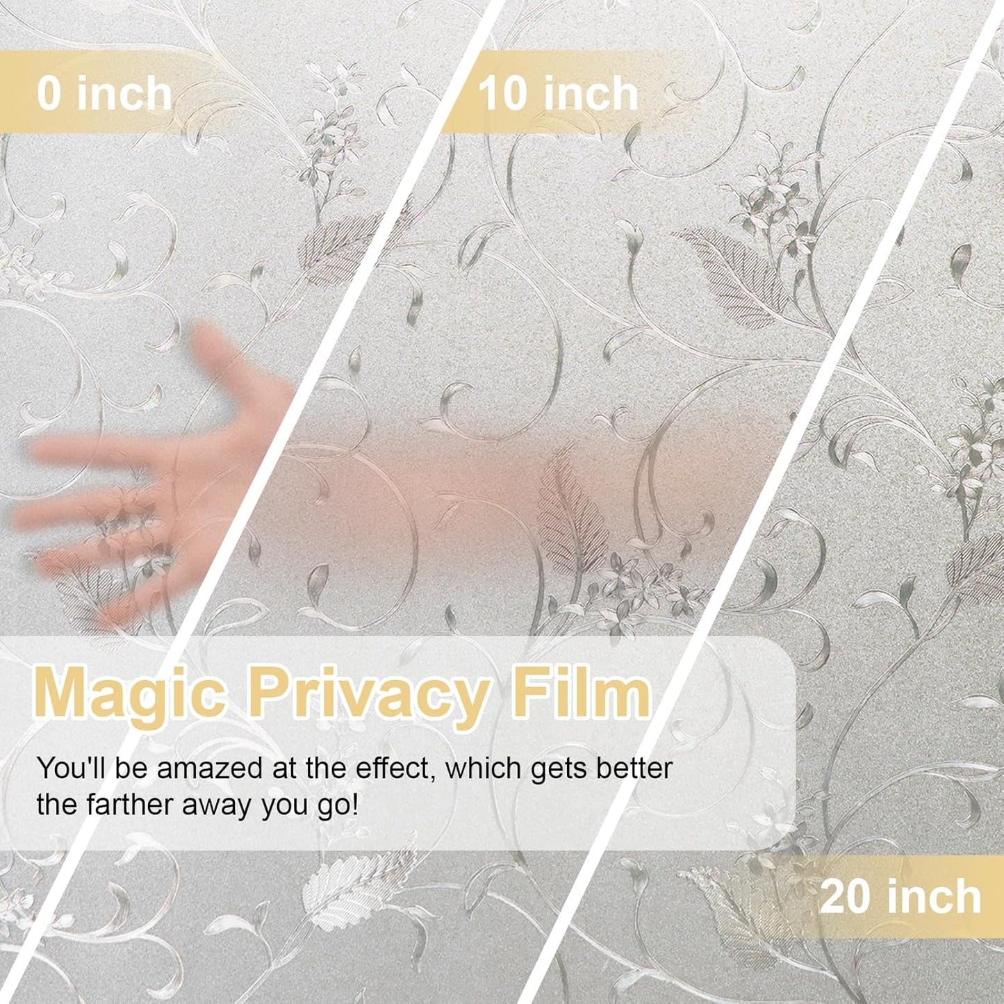 Window Privacy Film Decorative for Front Door, Bathroom Static Cling Stained Glass Sticker Opaque Heat Control UV Blocking Non-Adhesive for Home Windows,Horsetail