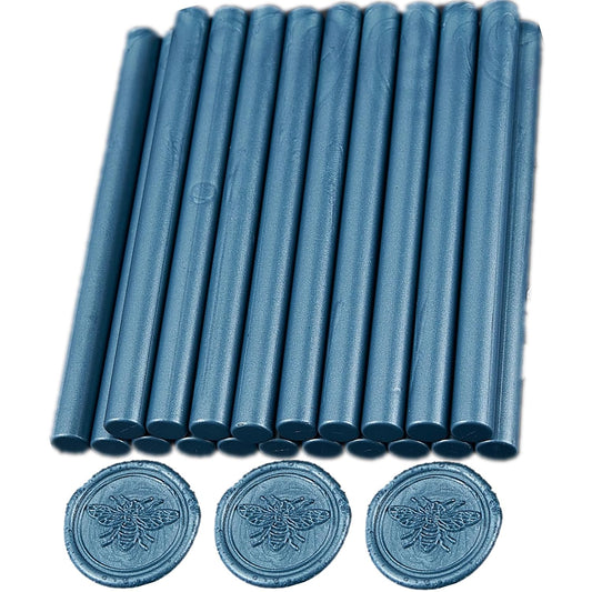 Gray Blue Wax Seal Sticks, ONWINPOR 20pcs Glue Gun Waxs Sealing Sticks for Waxseal Stamp, Wedding Invitations, Mini Waxing Seals Gunsticks Suit to 0.28'' Glue Gun(Gray Blue)
