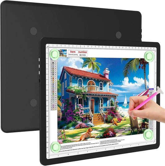Elice Magnetic A4 Light Board for Diamond Painting, Ultra-Thin Tracing LED Light Box with Side Buttons, Super Bright Diamond Art Light Pad, Light Table for Drawing, Sketching, Weeding Vinyl - Black
