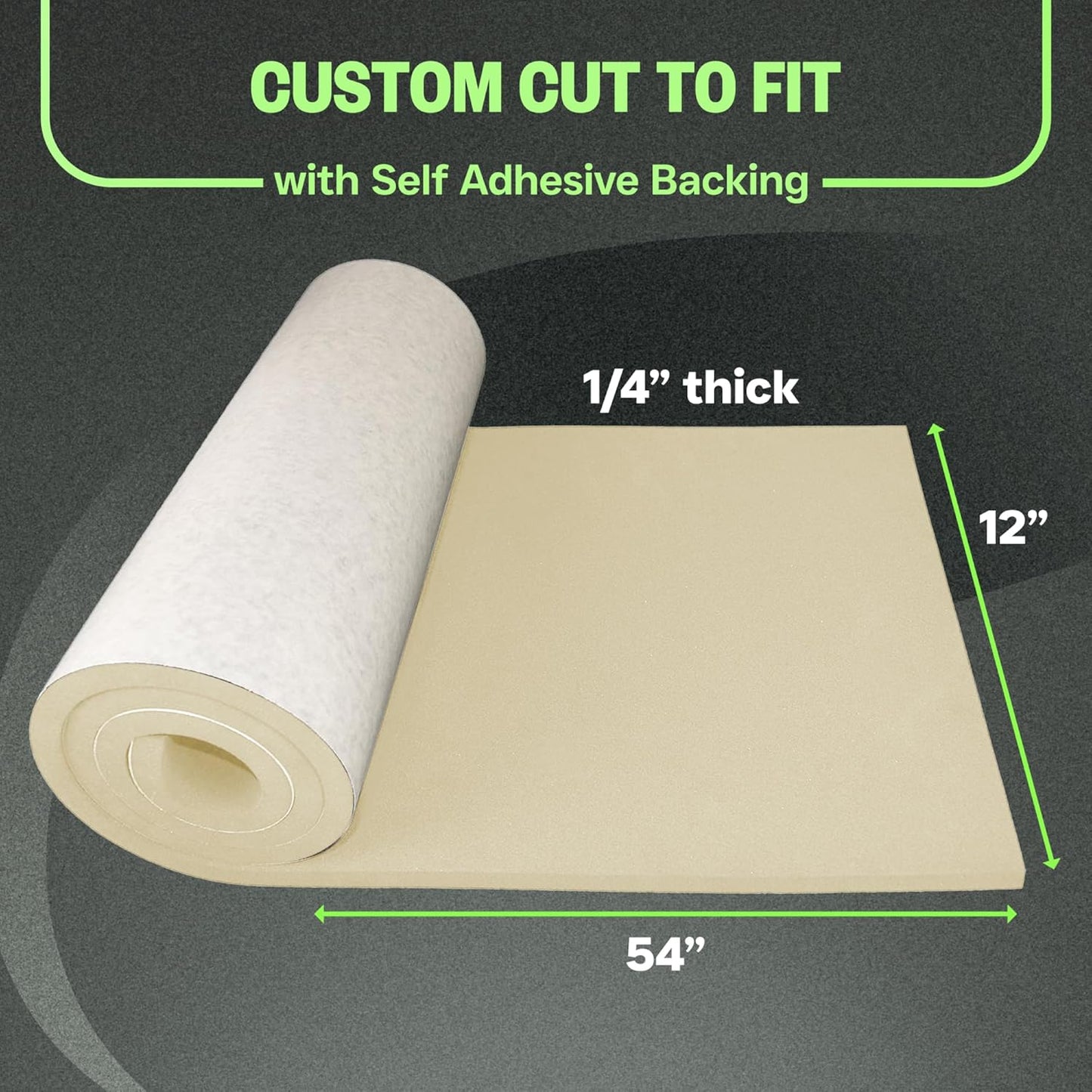 XCEL Marine Foam Roll with Self Adhesive - Beige 54" x 12" x 1/4" Closed Cell Foam Rubber Water Resistant Padding Sheet - Home, Marine, Garage, Auto Insulation & Cosplay (Beige, 54" x 12" x 1/4")