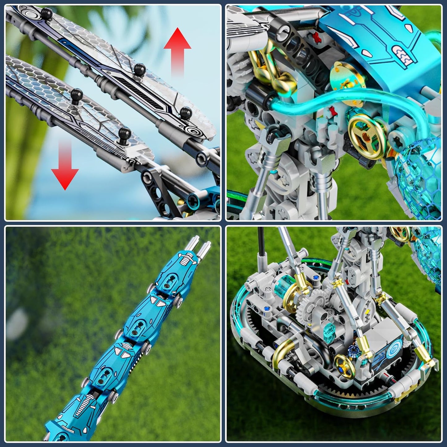 Mechanical Dragonfly Building Blocks for Adults, Insect Animal World Model with LED Light & Display Stand, Educational STEM Toys for Adult Home or Office Décor (866PCS)