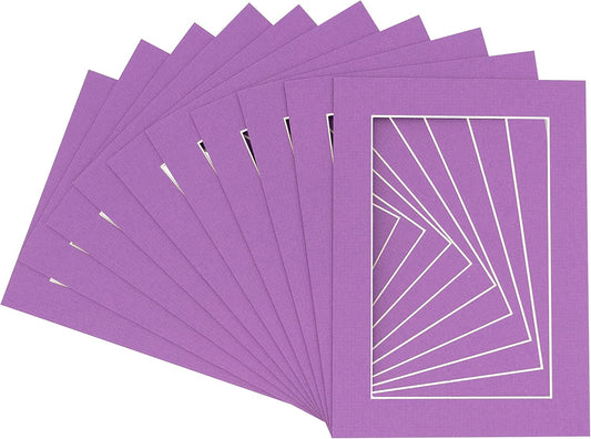 5.5x8.5 Mat for 8.5x11 Frame - Precut Mat Board Acid-Free Dark Purple 5.5x8.5 Photo Matte for a 8.5x11 Picture Frame, Matboard for Family Photos, Show Kits, Art, Picture Framing, Pack of 10 Mats