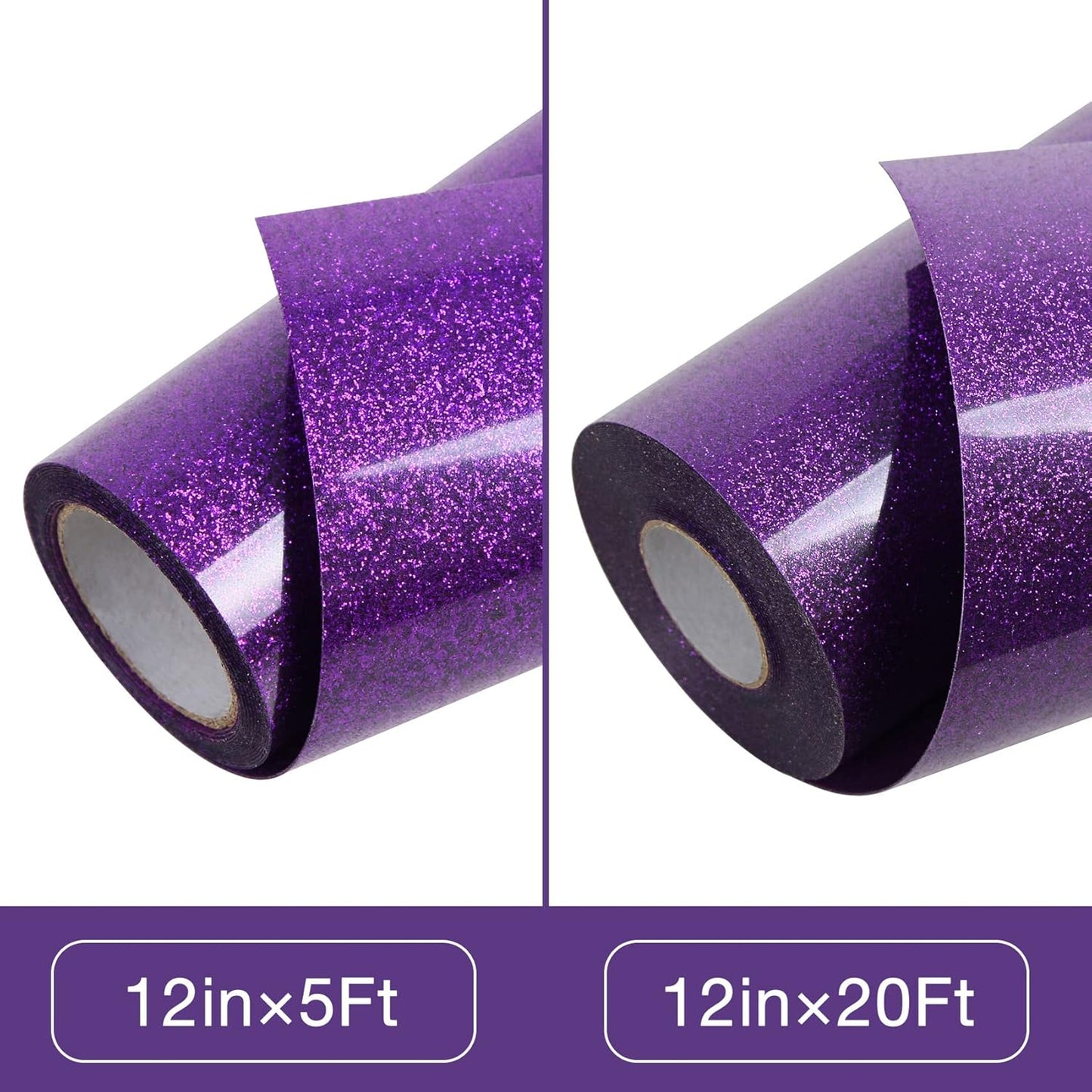 TORC Purple Glitter HTV Heat Transfer Vinyl Roll 12 inch x 5 ft Iron on Vinyl for T Shirts Crafts
