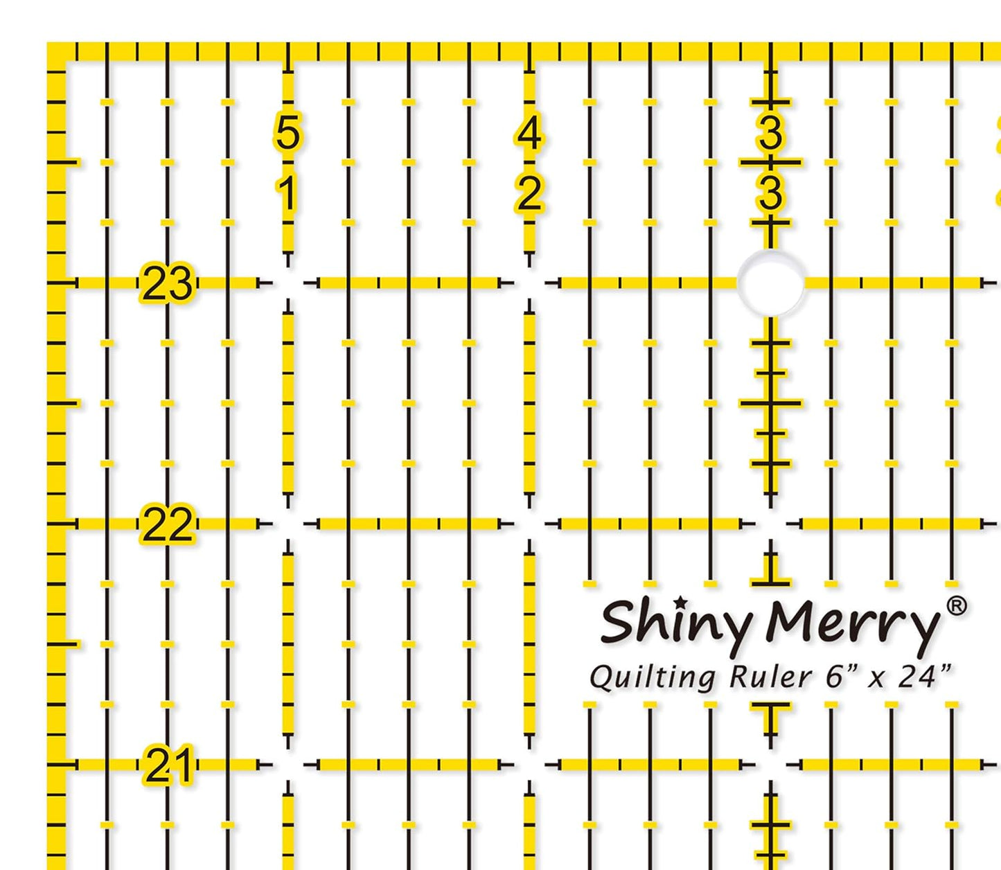 Quilting Ruler 6"x24",Non-Slip Clear Acrylic Sewing Ruler with Easy-to-Read Grid,Yellow & Black Grid Design,Perfect for Fabric,Patchwork,Cutting & Sewing Crafts,Durable Tool for Quilting