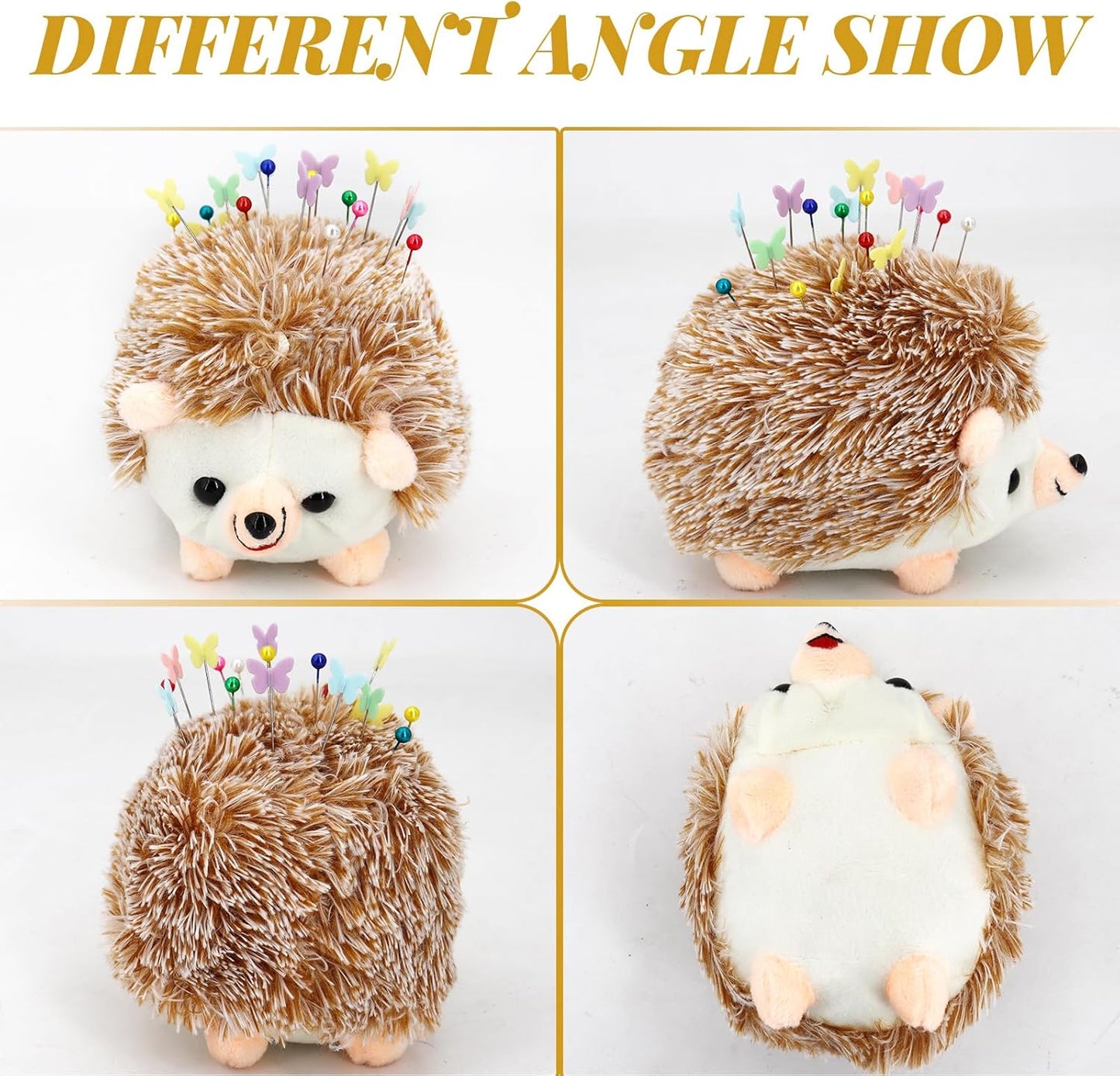 2 Hedgehog Sewing Pincushion with 200 Pieces Sewing Pins Set for Sewing DIY Projects Jewelry Decor Dressmaker