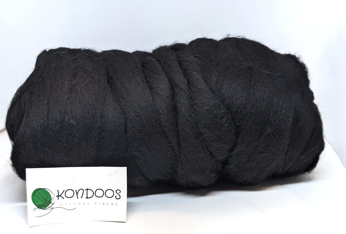 Colored Natural Wool roving, 1 lb. Best Wool for Needle Felting, Wet Felting, handcrafts and Spinning. (Total Black, 1 lb)