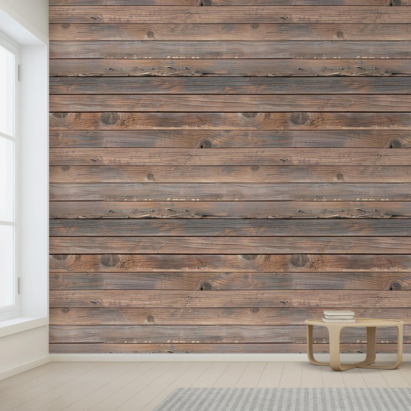 wall26 Horizontal Brown Vintage and Retro Wood Textured Paneling, Wall Mural, Removable Wallpaper, Home Decor - 108x168 inches