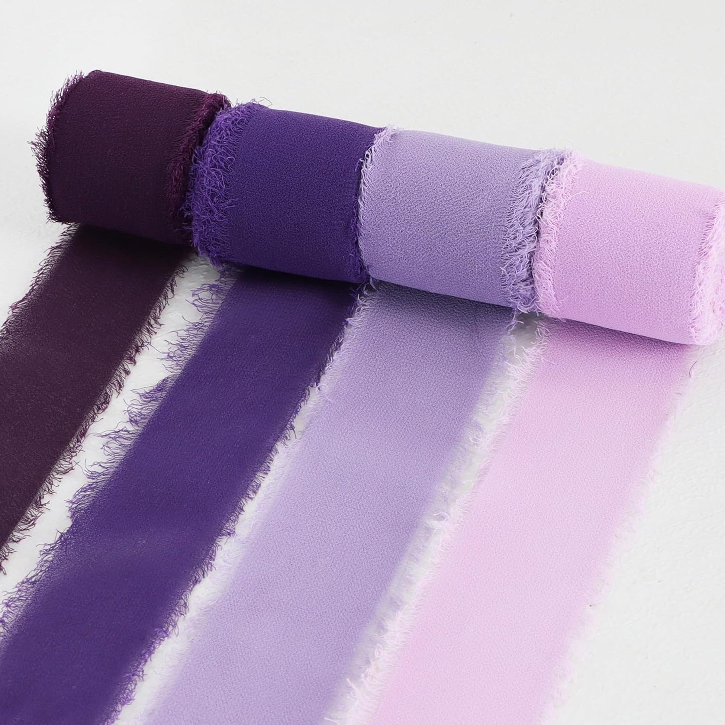 TONIFUL 4 Rolls Drak Purple Set Chiffon Ribbon 1 1/2 inch× 5.5 Yards Ribbon Fabric Silk Ribbon for Gift Wrapping Wedding Party Decoration Flower Bouquet Wrapping Bows Making DIY Crafts