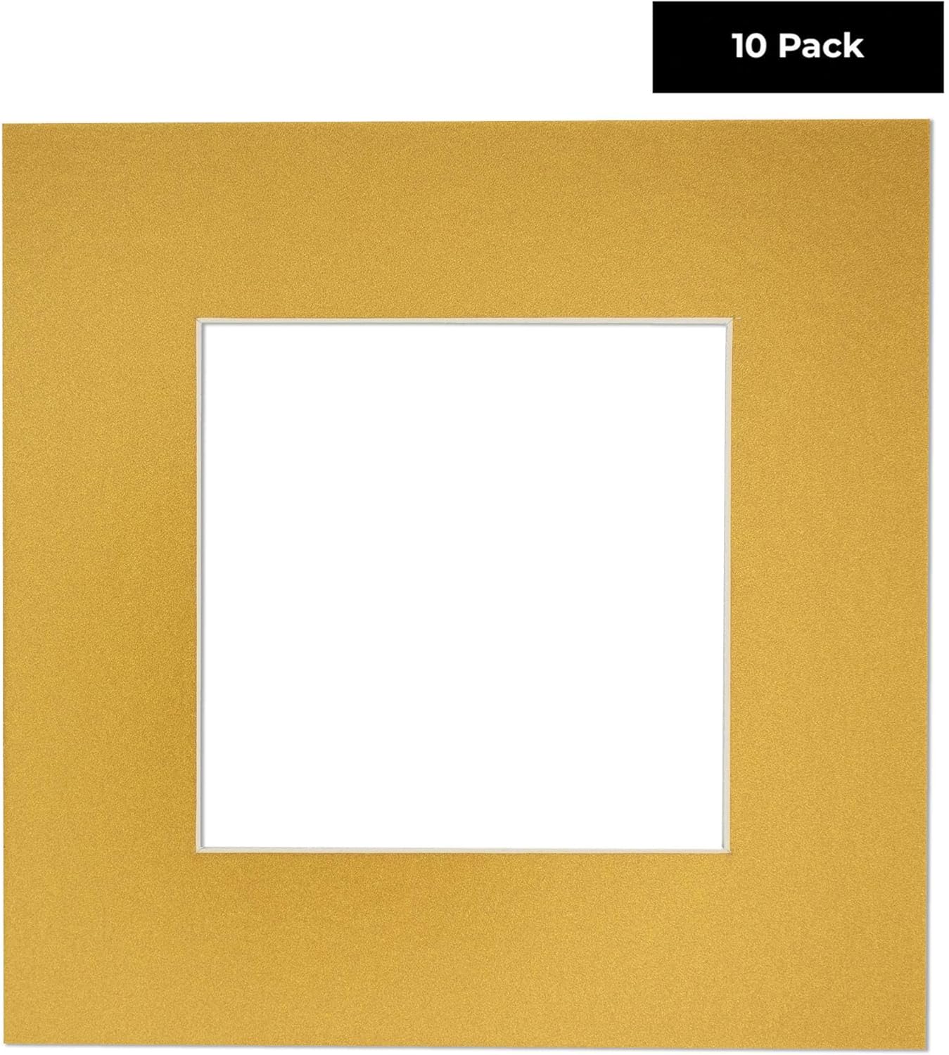 5x7 Mat for 8.5x11 Frame - Precut Mat Board Acid-Free Show Kit with Backing Board, and Clear Bags Metallic Gold 5x7 Photo Matte Made to Fit a 8.5x11 Picture Frame Matboard for Framing, Pack of 10 Mats