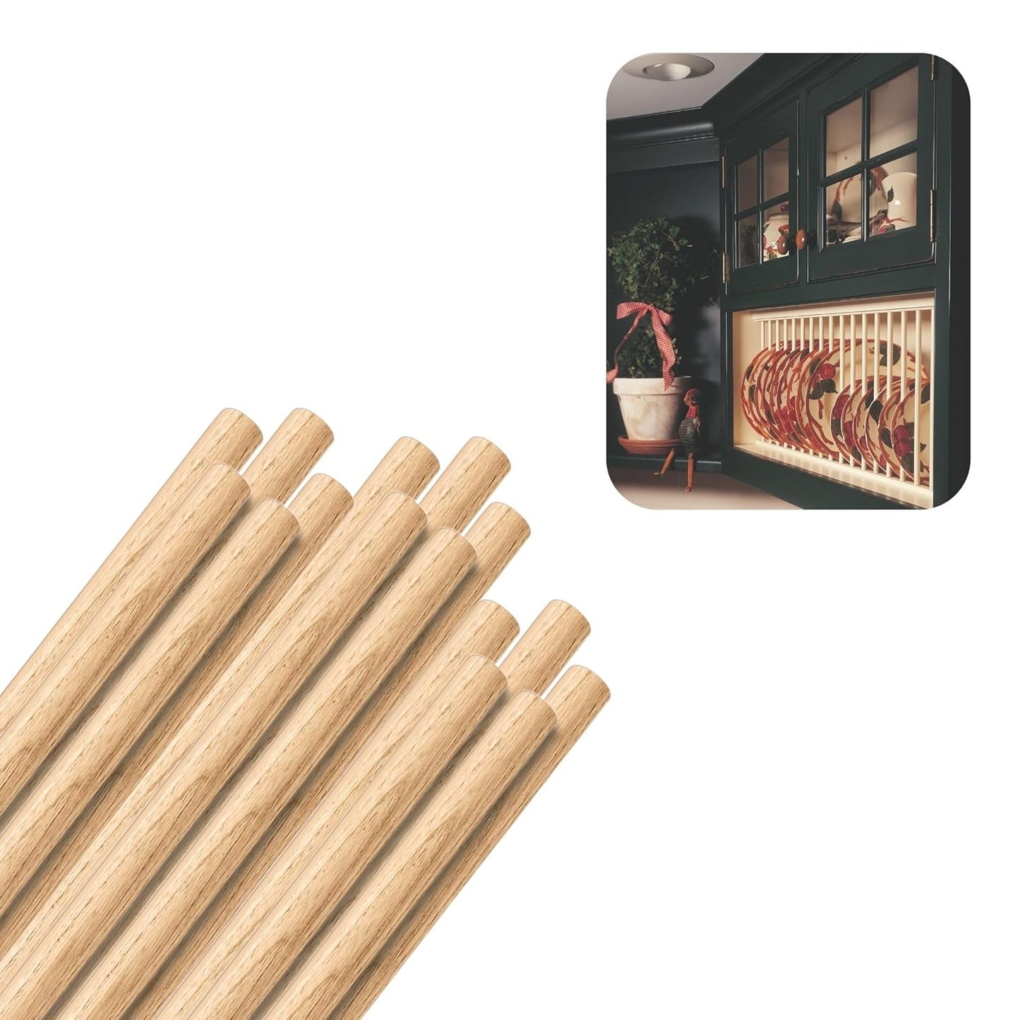 Hardwood Round Dowels (5/8" x 36", Pack of 15) | Variety of Diameters & Wood Species | Unfinished Wooden Dowel Rods for Crafts & DIY Home Projects | Curtain Rod, Macrame Supplies, Moulding, Flagpole
