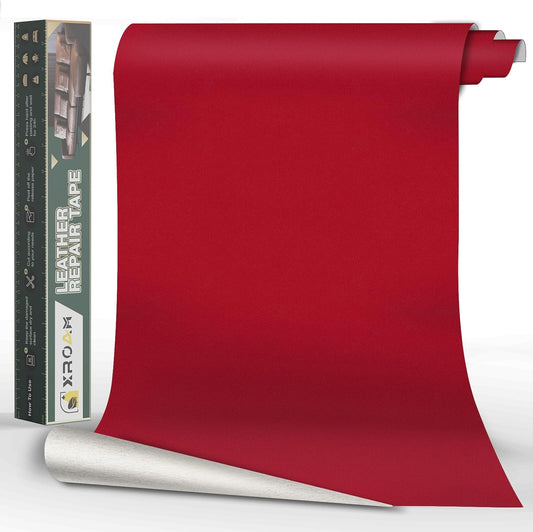 Leather Repair Tape, 16x79 inch Leather Patches for Furniture, Self Adhesive Leather Repair Patch for Sofas, Couches, Leather Covers, Seats, Chairs, Vinyl Repair Tape Red-Fine Grain