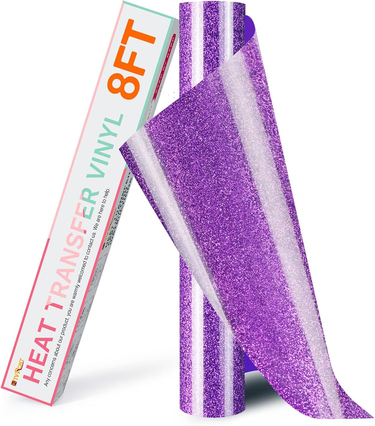 HTVRONT Purple Glitter HTV Heat Transfer Vinyl Rolls - 10" x 8ft Glitter HTV Vinyl for T-Shirts, Easy to Cut & Weed for Heat Vinyl Design