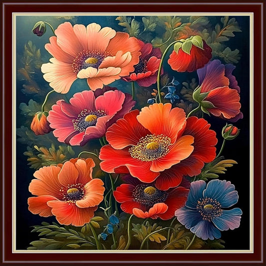 Dimensean Stamped Cross Stitch Kits Full Range of Embroidery Patterns Starter Kits for Beginners Adult or Kids DIY Cross Stitches Needlepoint Kits 11CT- Colorful Flowers 18x18 inch