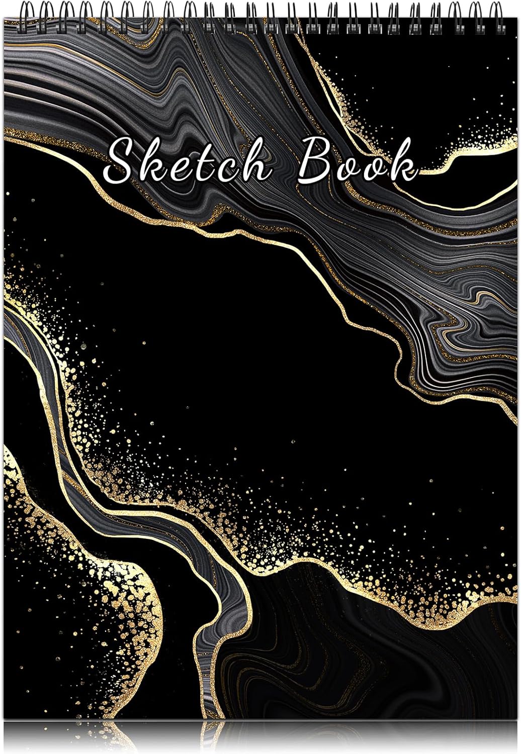 Deokke Sketchbook Top Spiral Bound Sketch Pad, 9 x 12 inch,100GSM Thick Paper,50 Sheets 100 Pages,Art Sketch Book Aesthetic Cute Drawing Writing Paper,for Girls Women-Black Marble