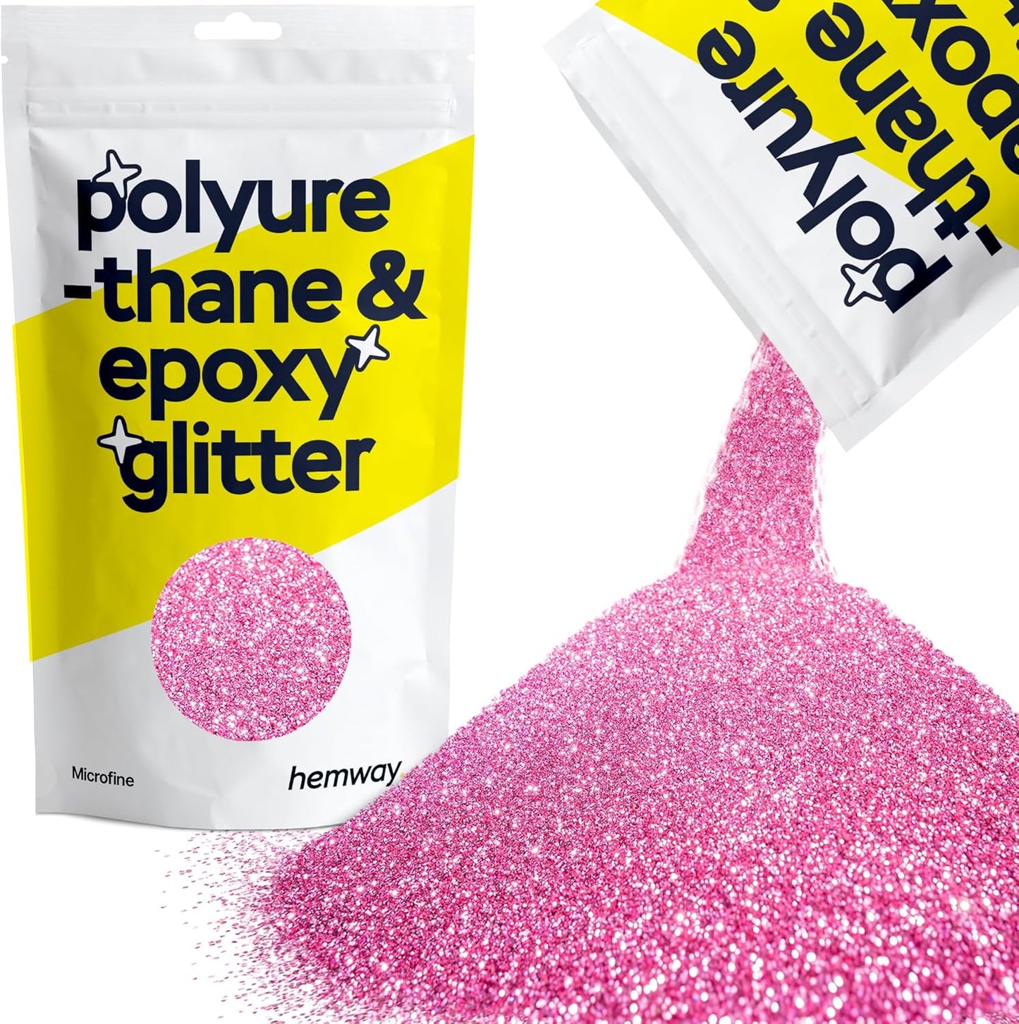 Hemway Polyurethane & Epoxy Resin Glitter 100g / 3.5oz Metallic Crystal Flake Additive for Flooring Jewelry Tumblers Glass Pigment - Microfine (1/256" 0.004" 0.1mm) - Rose Pink