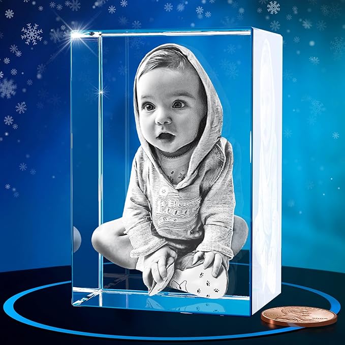 ArtPix 3D Crystal Photo, Christmas Personalized Gifts for Mom, Wife, Women, Her, Him, Men, Mother, Great Unique Customized Gift Idea With Your Own Photo, Custom Glass 3D Laser Etched Picture Wedding