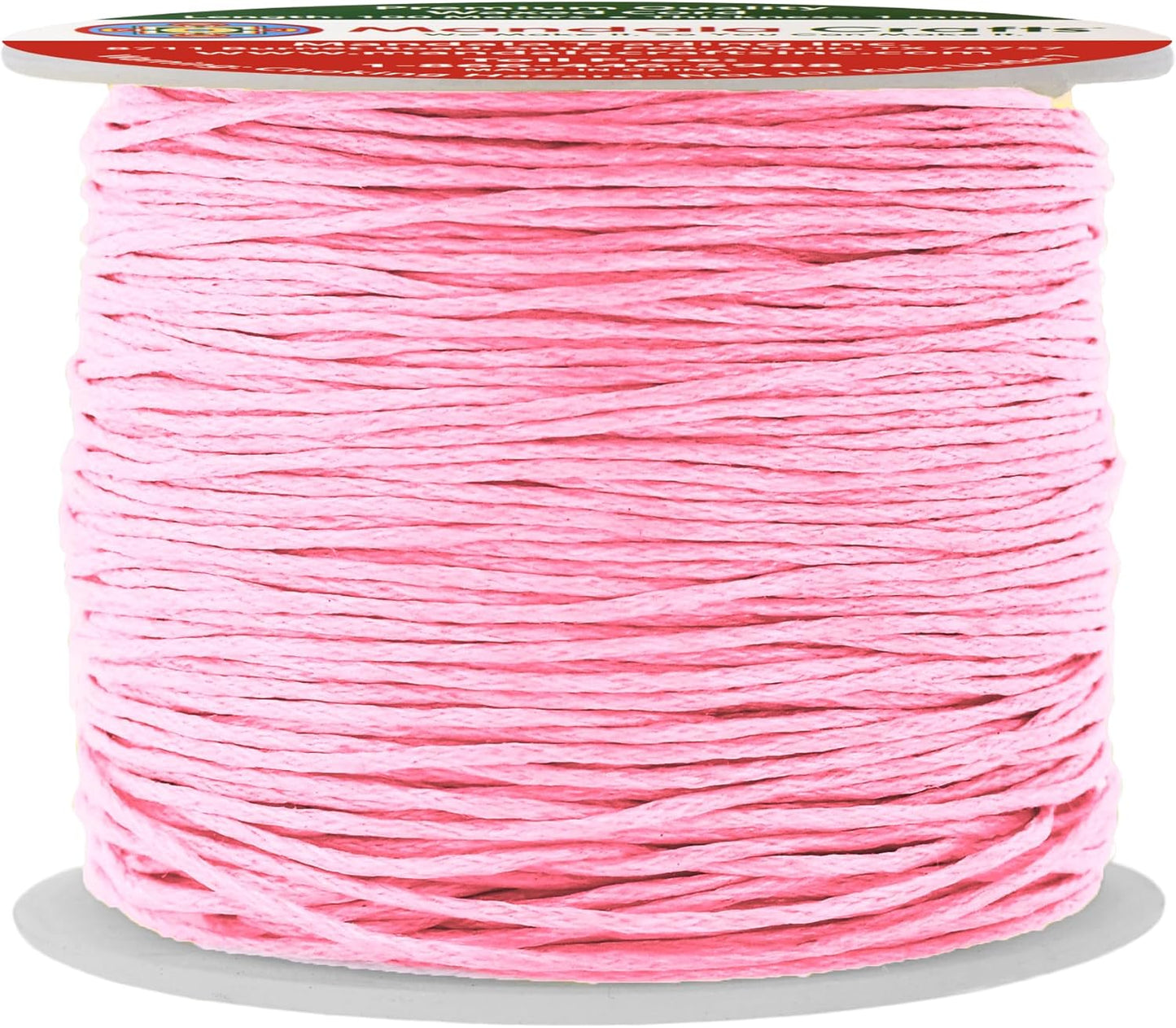 Mandala Crafts 1mm 109 Yards Pink Cotton Waxed Cord for Jewelry Making Bracelet Cord Waxed String - Beading String Thread Jewelry Cords for Necklaces String