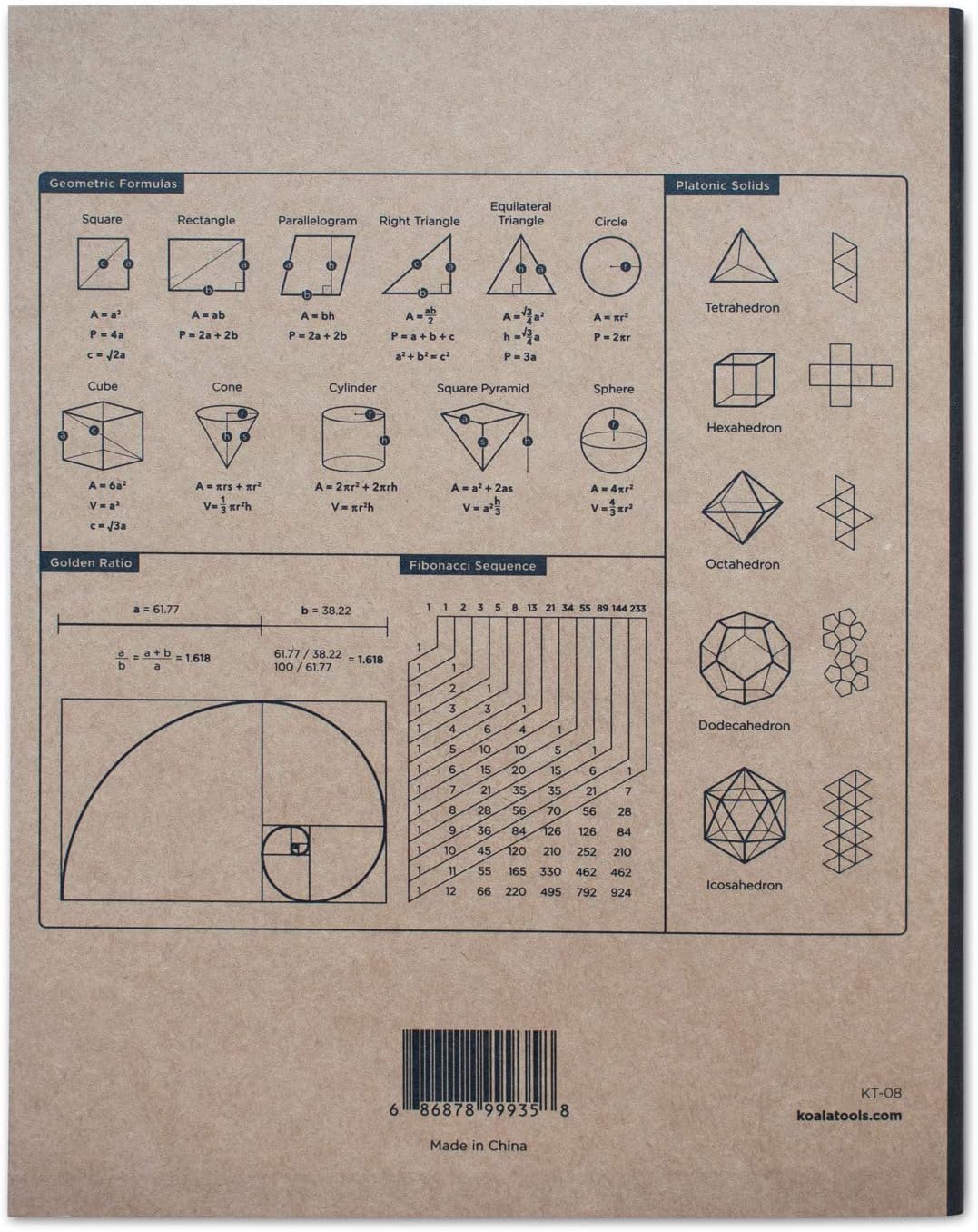 KOALA TOOLS | Dot Grid Graph Paper Notebook (1 Unit) | 7.75" x 9.75" Dotted Grid Quadrille 0.25" - Kraft Soft Cover with Light Blue-Tint Paper