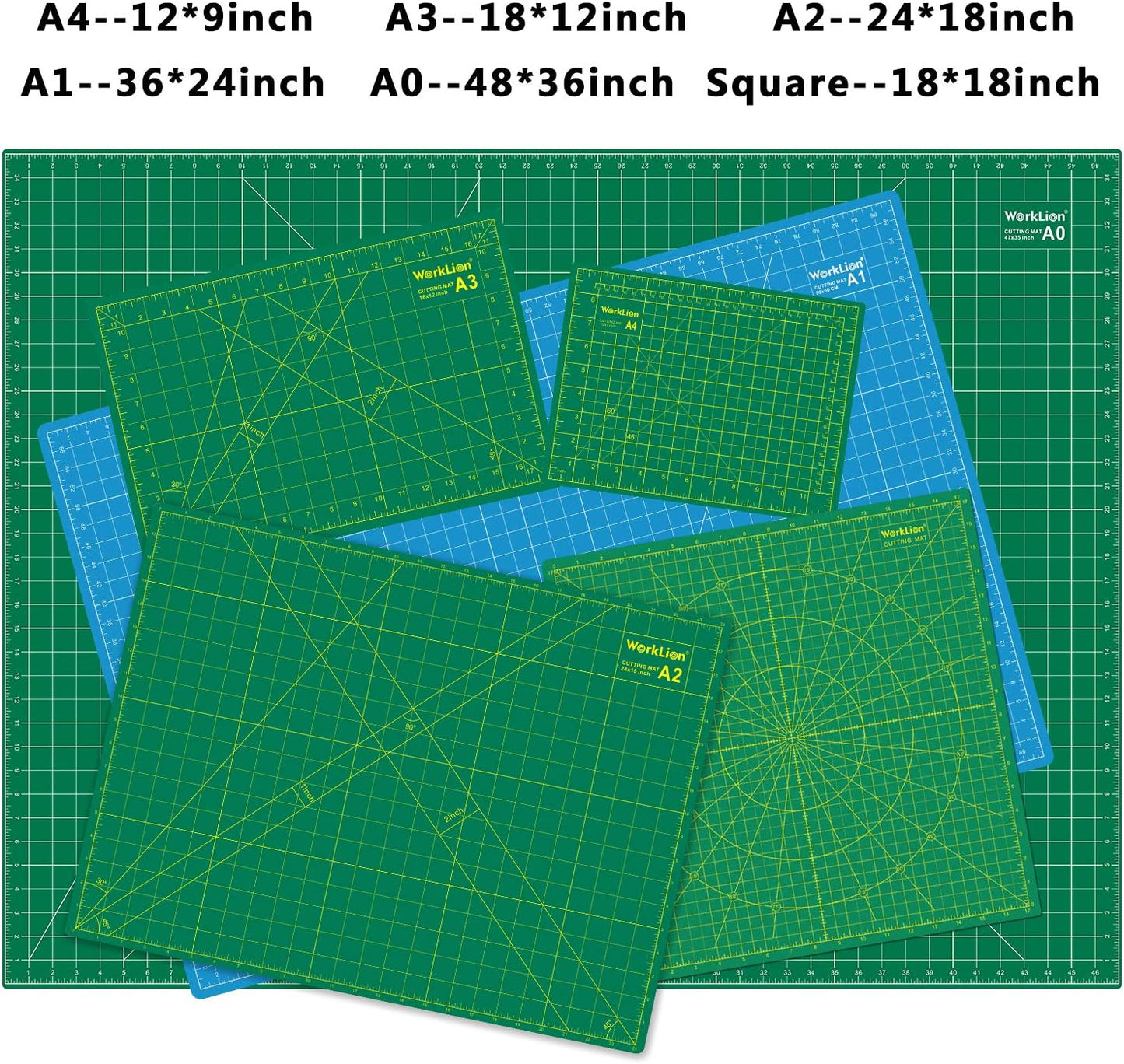 WORKLION Full 9" x 12" Art Self Healing PVC Cutting Mat, Double Sided, Gridded Rotary Cutting Board for Craft, Fabric, Quilting, Sewing, Scrapbooking Project (3 Pack)…