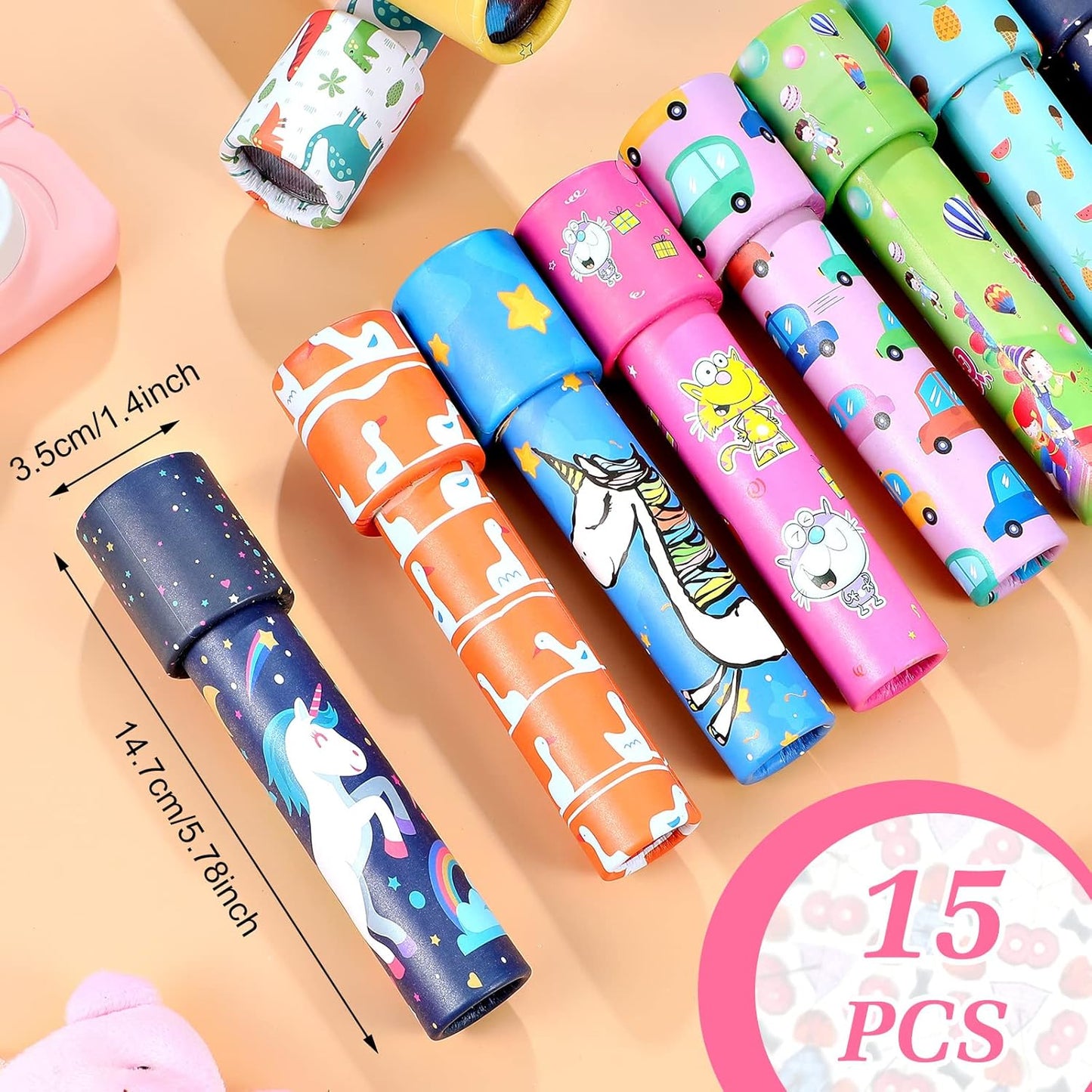 15 Pcs Classic Kaleidoscopes Kids Birthday Party Favor Old Fashioned Vintage Educational Toys Stocking Stuffers Goodie Bag Fillers for Classroom School Return Gifts Carnival Prizes (Lovely Style)